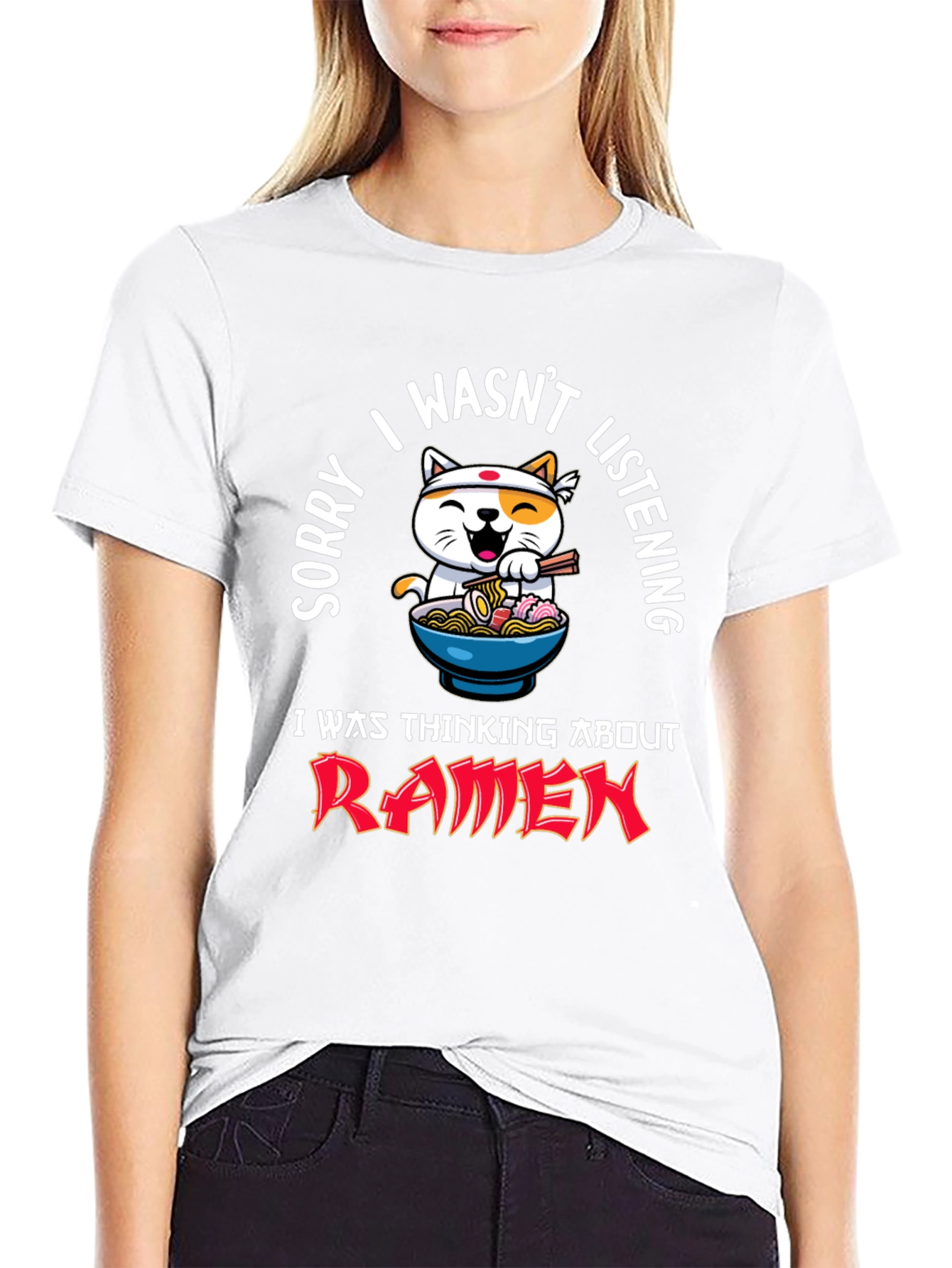 Ramen Cat Graphic Tee - Funny Mens Black T-Shirt