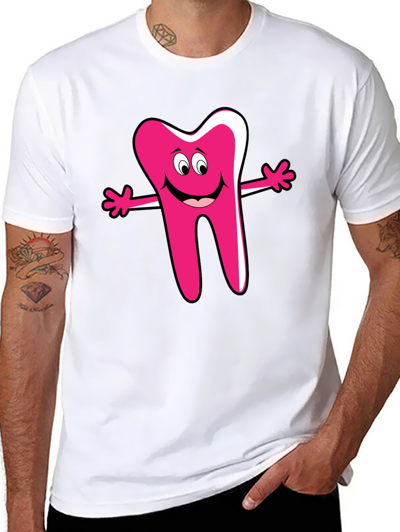 Funny Cartoon Tooth Graphic T-Shirt