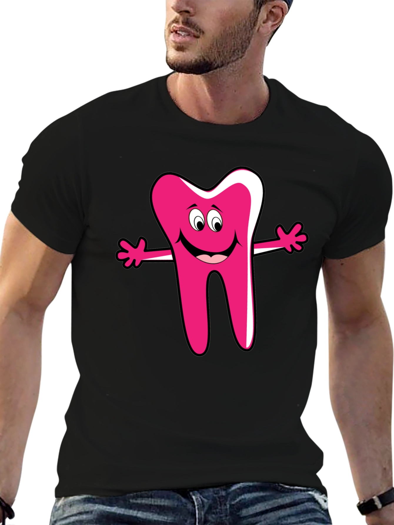 Funny Cartoon Tooth Graphic T-Shirt