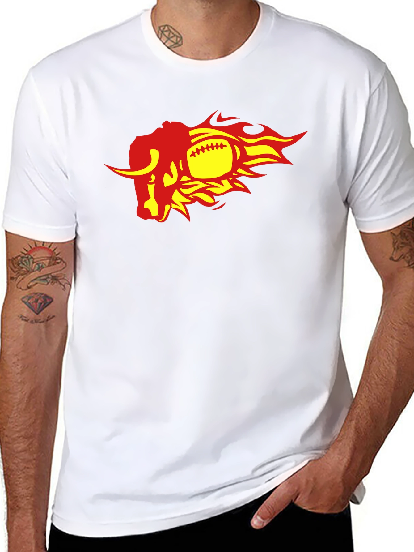 Fiery Bull Football Graphic Tee