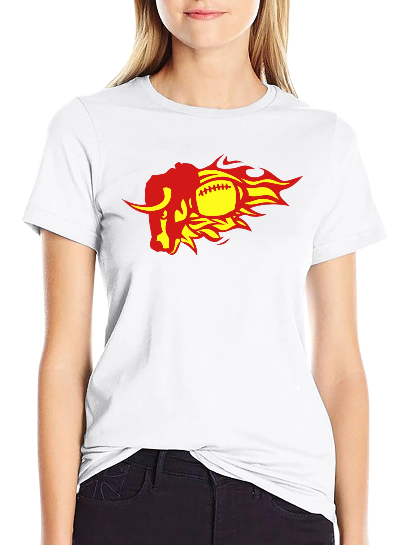 Fiery Bull Football Graphic Tee