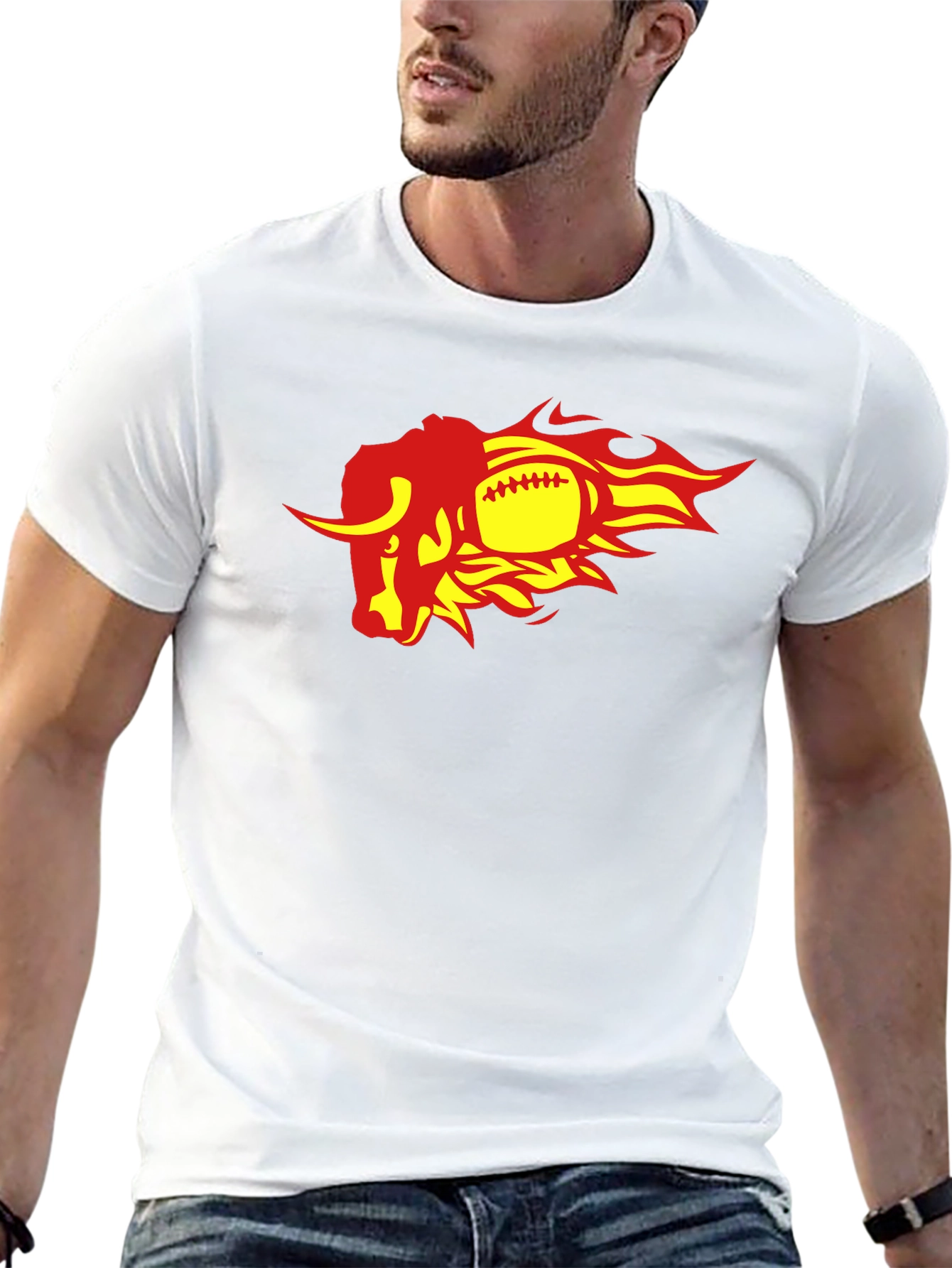 Fiery Bull Football Graphic Tee