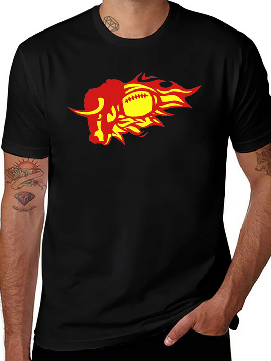 Fiery Bull Football Graphic Tee