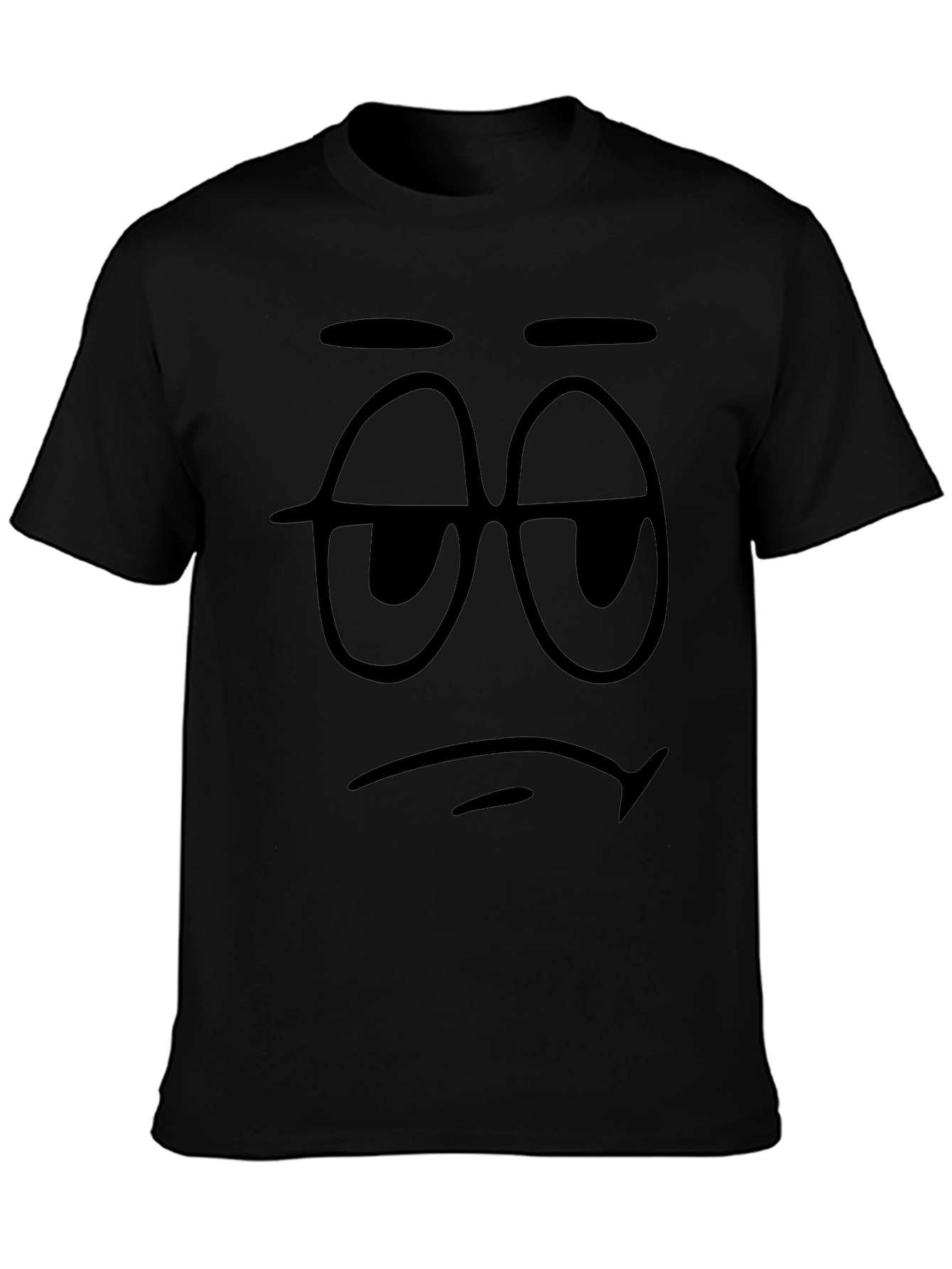 Mens Black Graphic Tee - Sleepy Face Design