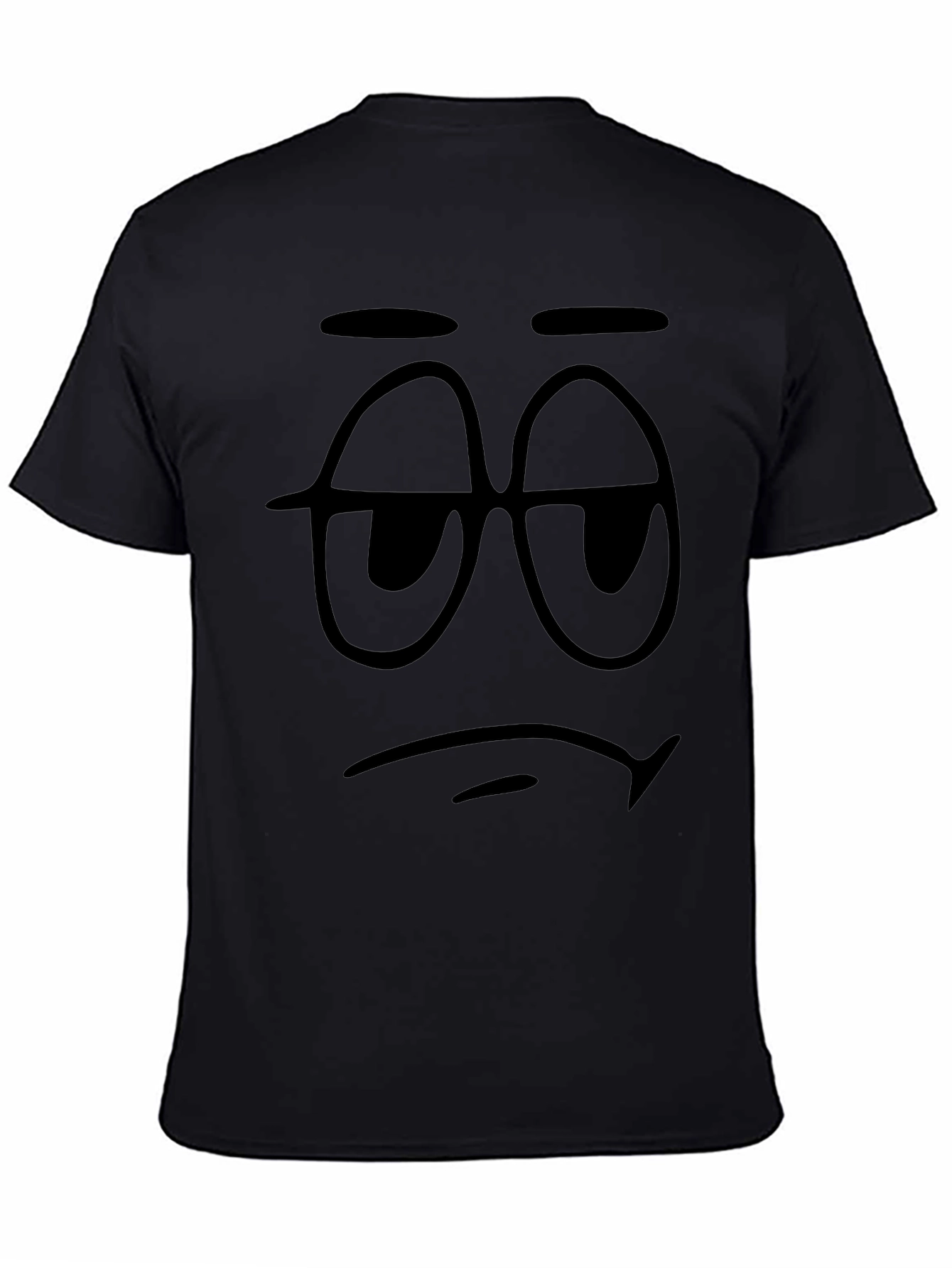 Mens Black Graphic Tee - Sleepy Face Design
