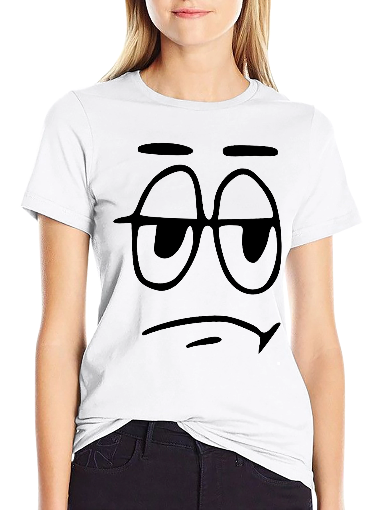 Mens Black Graphic Tee - Sleepy Face Design