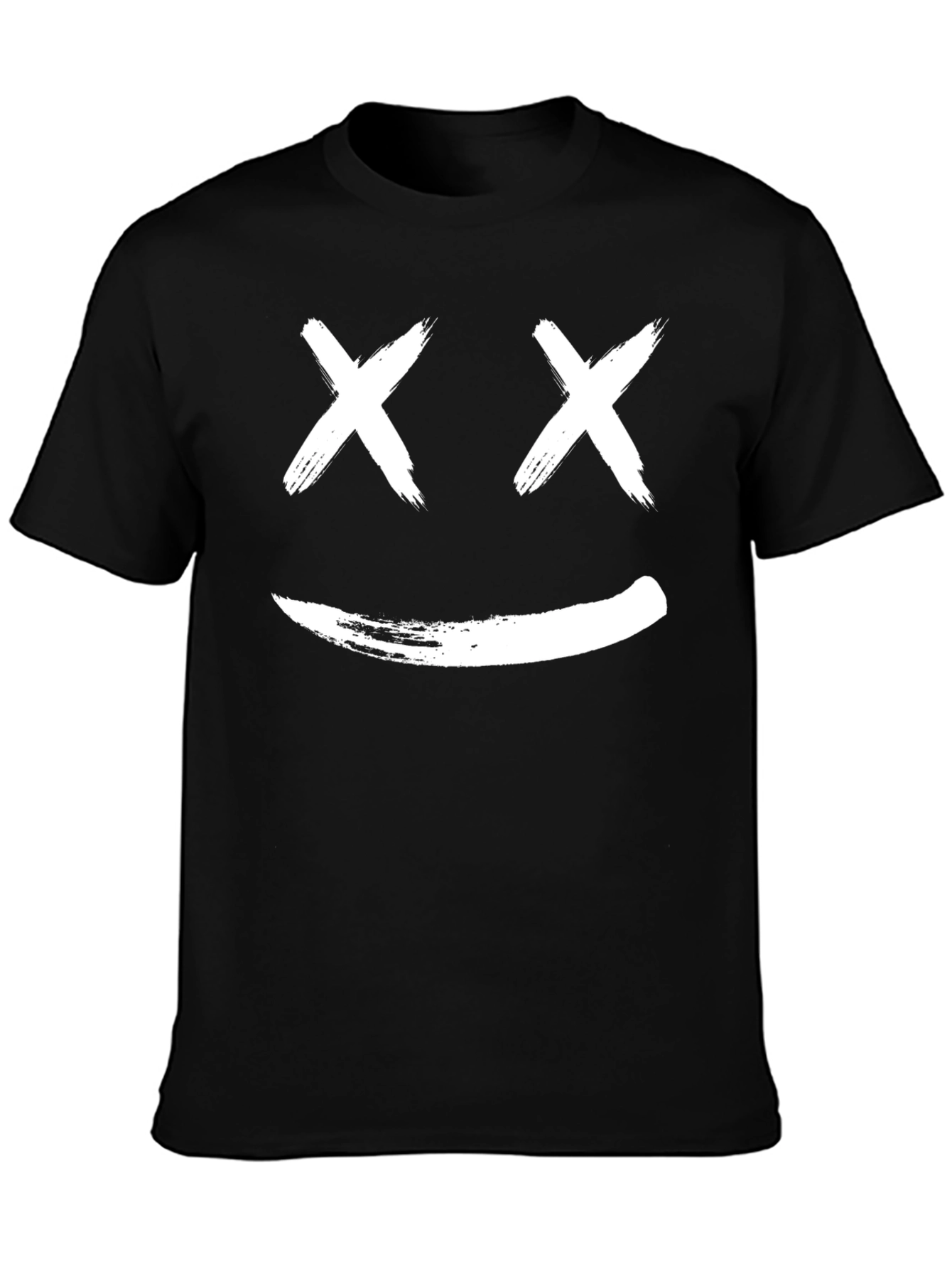 Smiley Face Graphic Tee - Casual Black T-Shirt