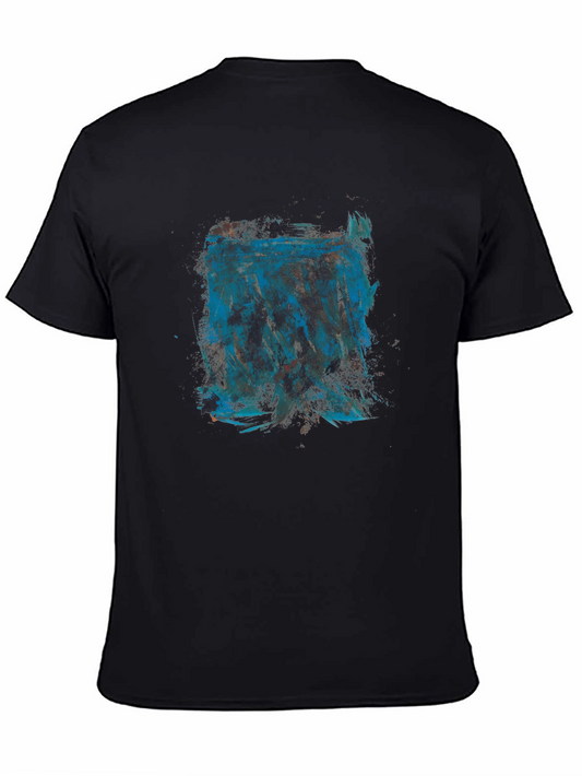 Abstract Blue Graphic Print Black T-Shirt