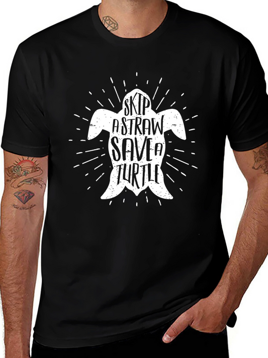 Skip A Straw Save A Turtle Graphic T-Shirt