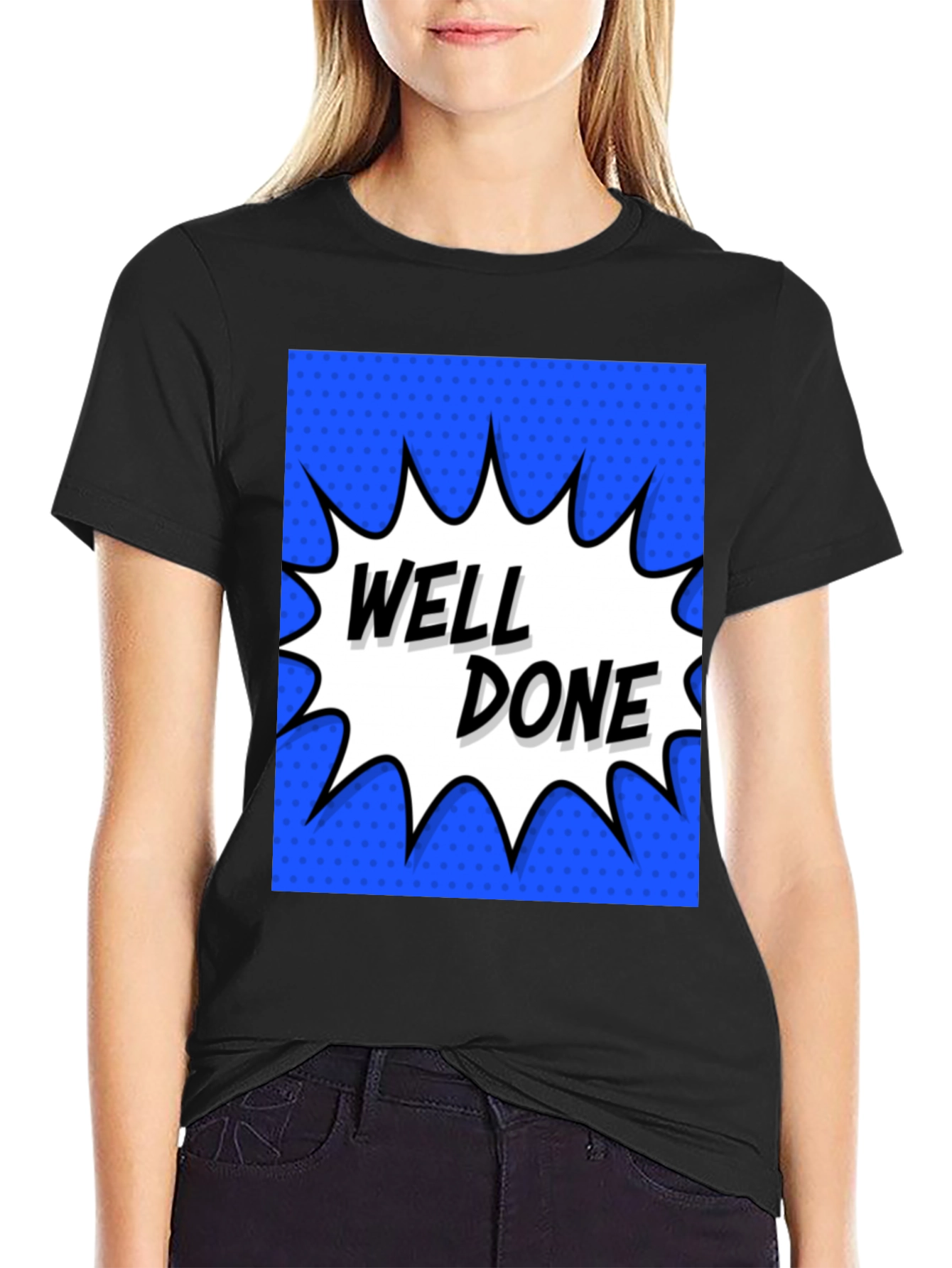 Well Done Comic Style Black Tee