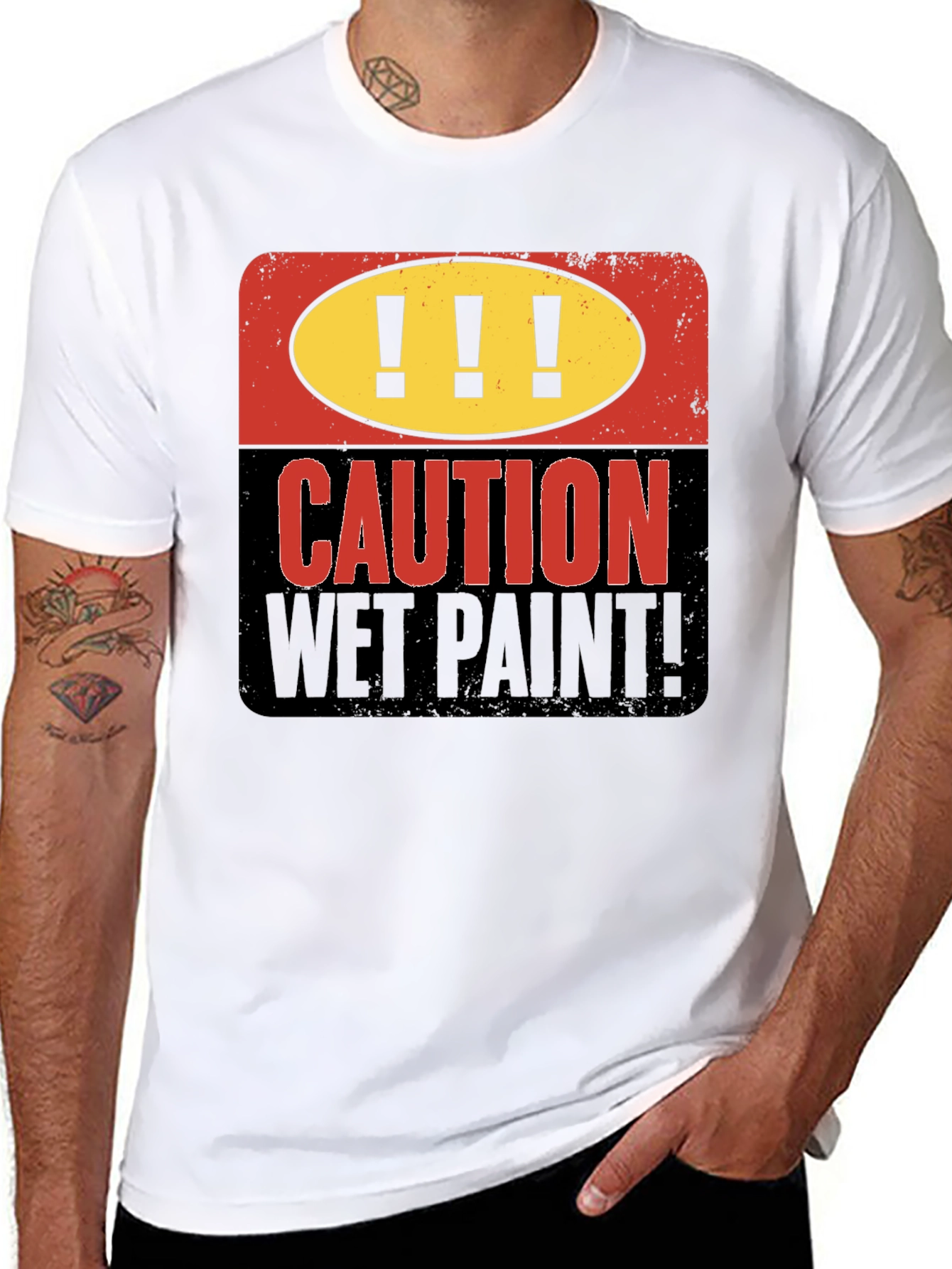 Caution Wet Paint Graphic T-Shirt