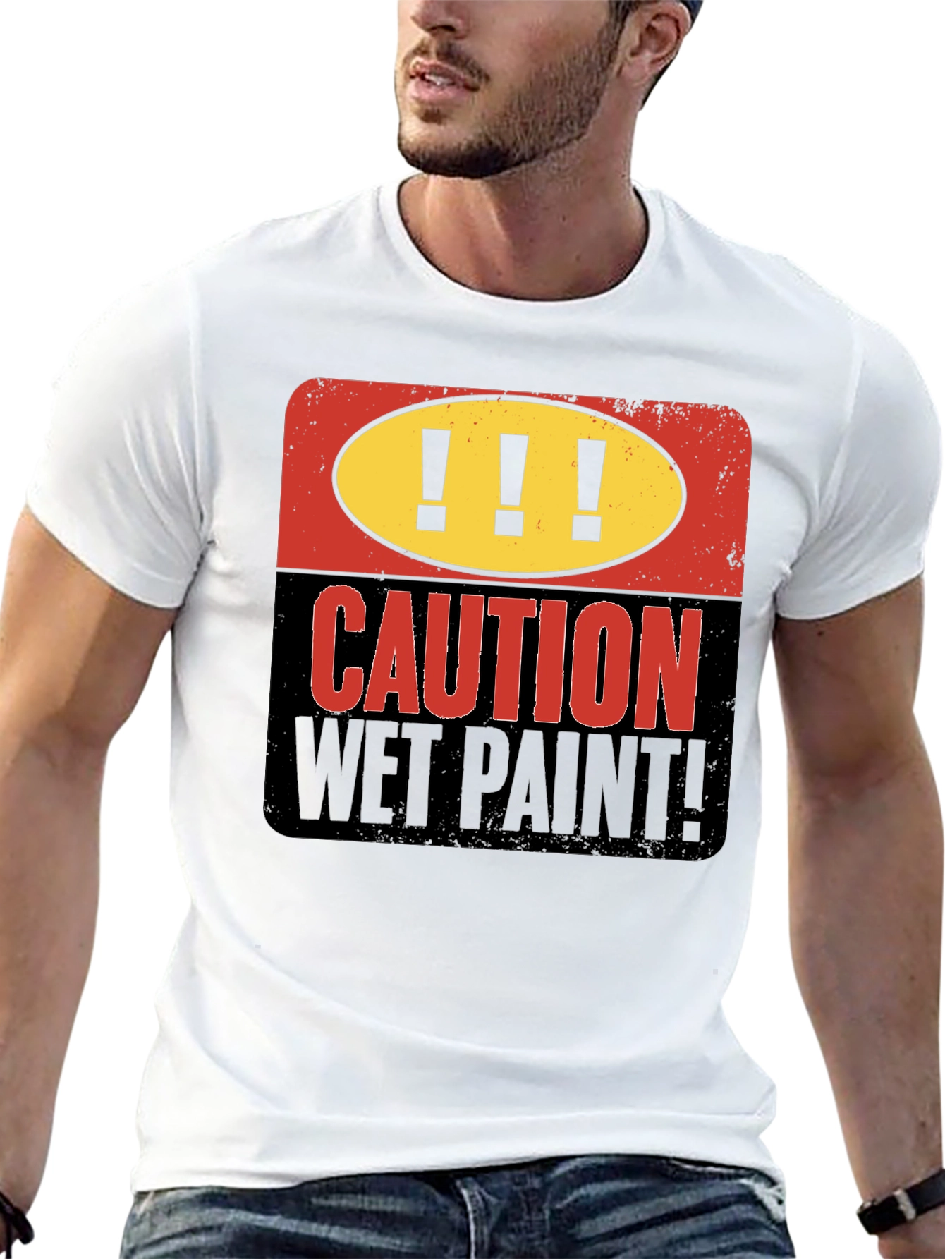 Caution Wet Paint Graphic T-Shirt
