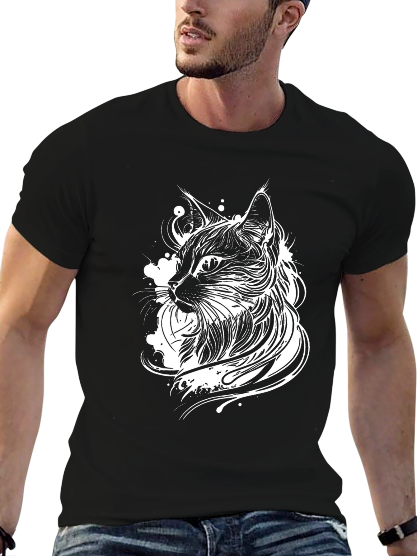 Cool Cat Graphic Tee - Black