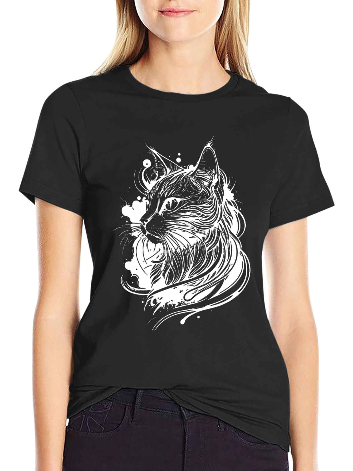 Cool Cat Graphic Tee - Black