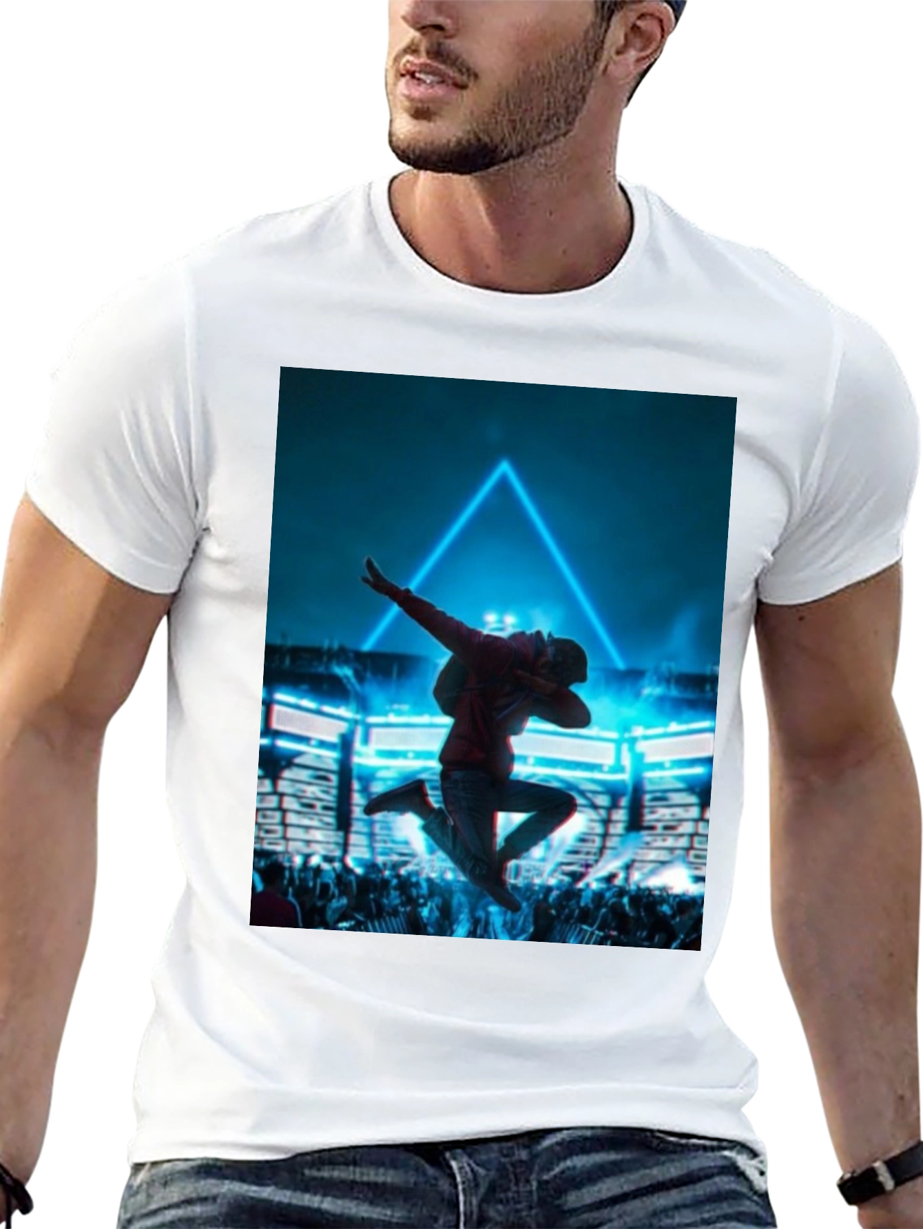 Dabbing Man Graphic T-Shirt - Black Crew Neck Tee