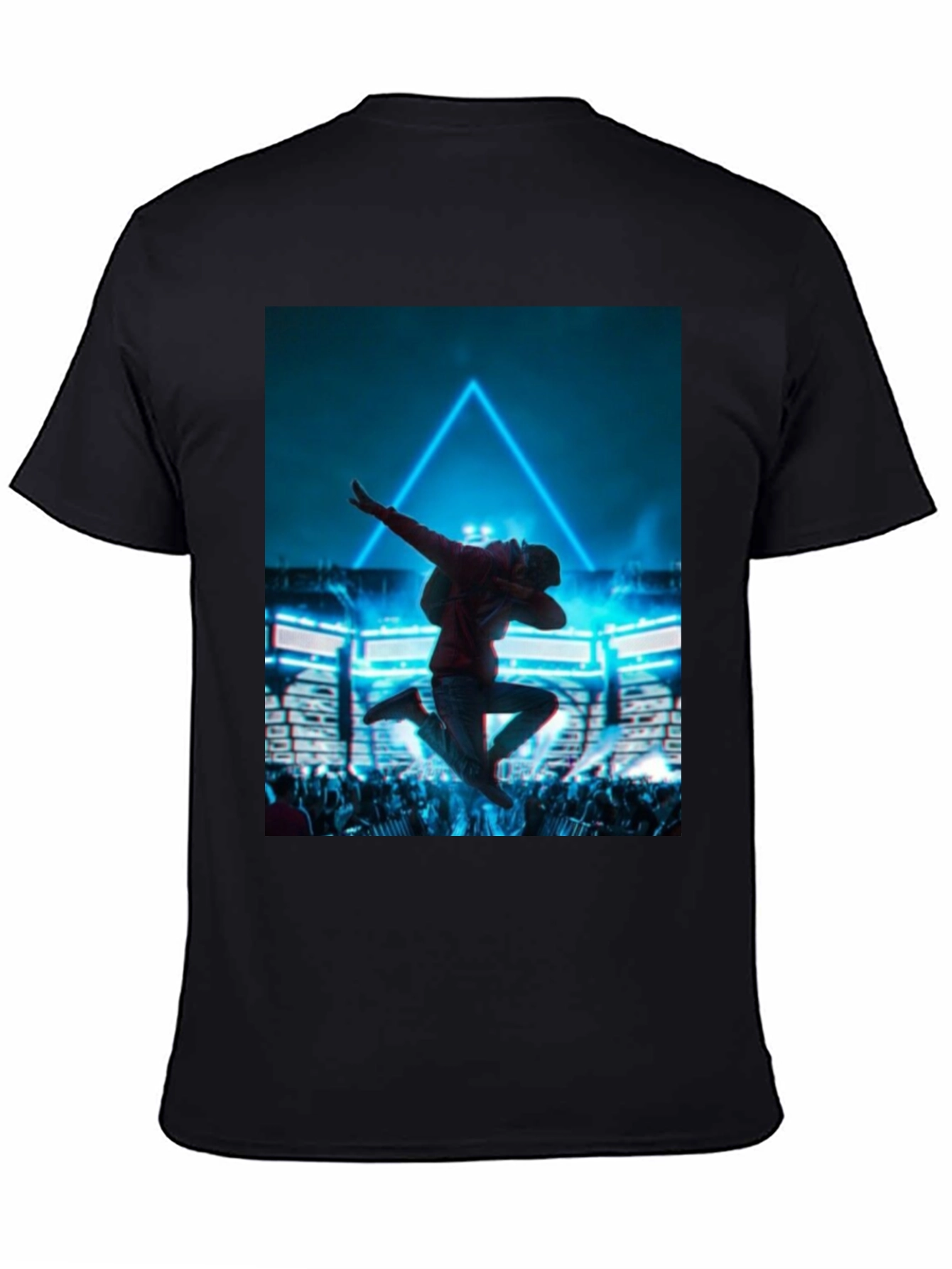 Dabbing Man Graphic T-Shirt - Black Crew Neck Tee