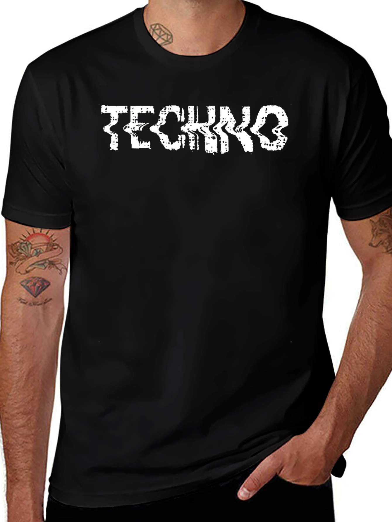 Techno Music T-Shirt - Distorted Text Design