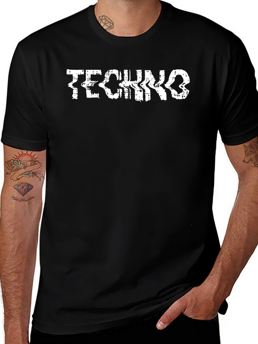 Techno Music T-Shirt - Distorted Text Design