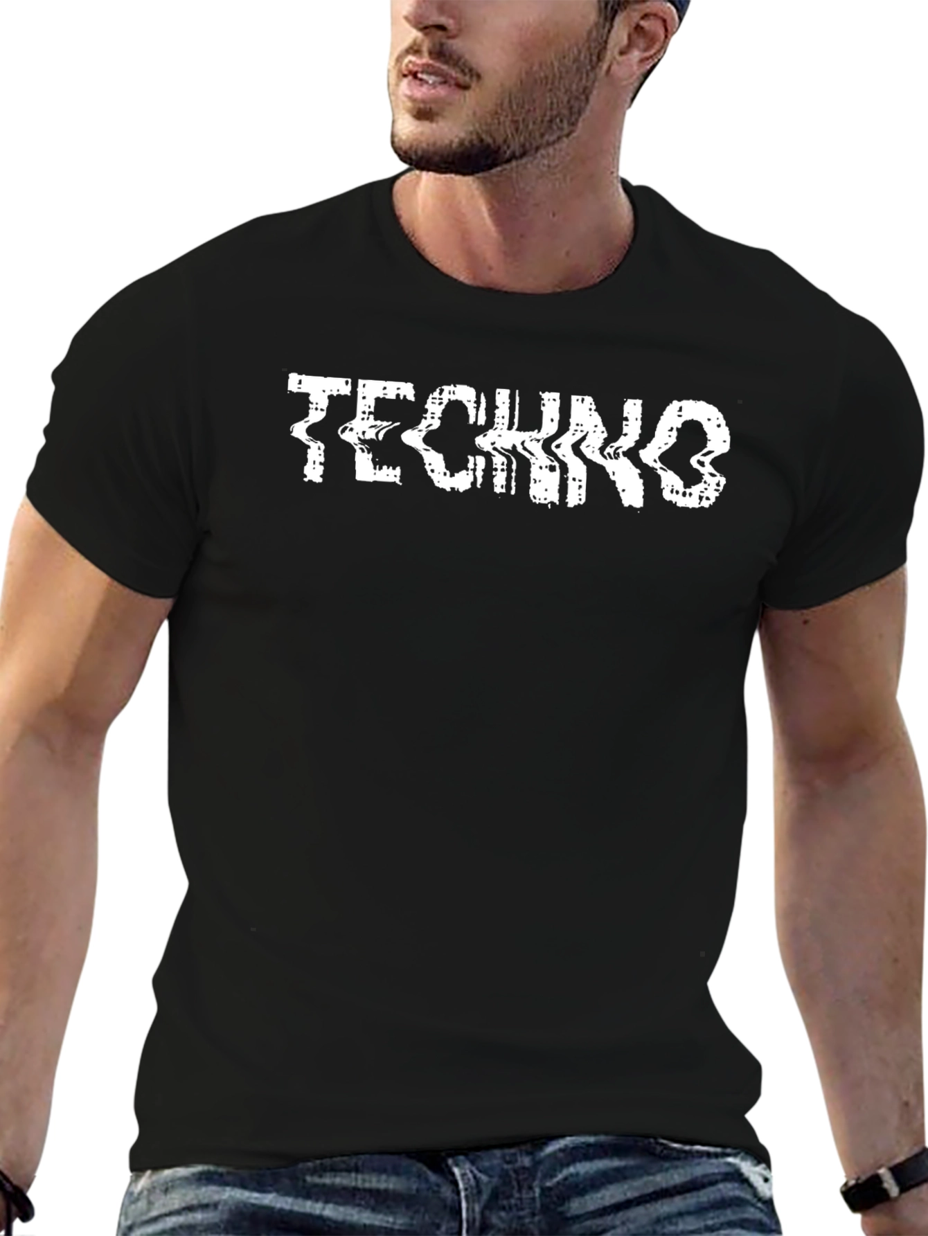 Techno Music T-Shirt - Distorted Text Design