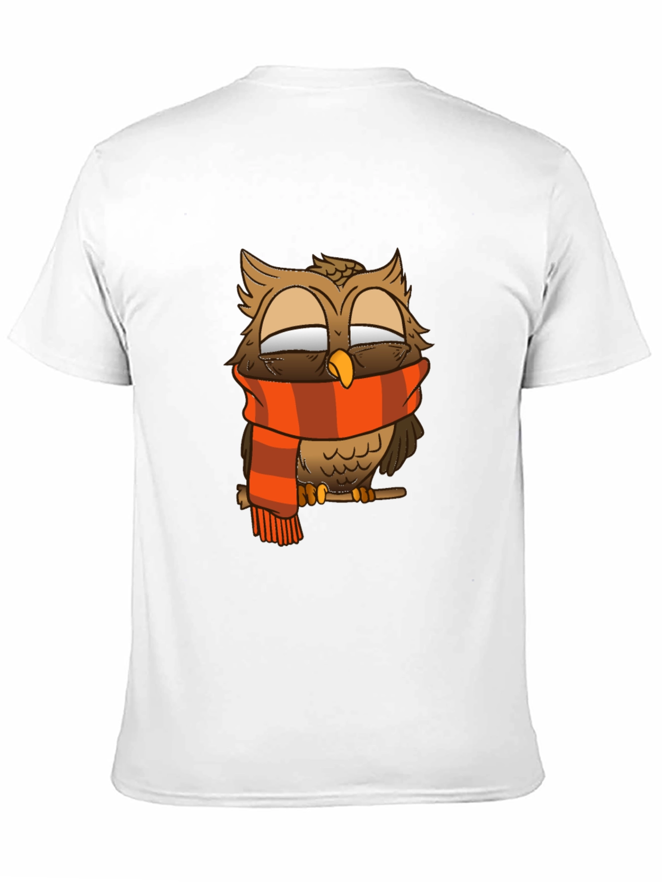 Owl Scarf Graphic Tee - Black Cotton T-Shirt