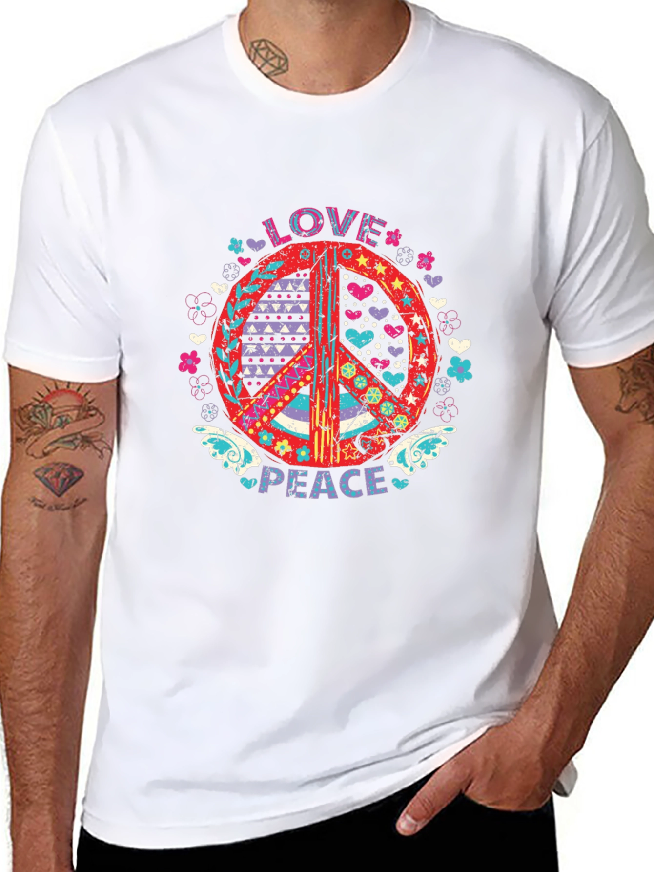 Love and Peace Graphic Tee - Black Cotton