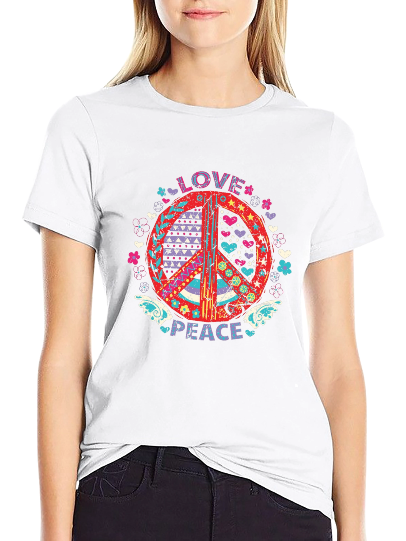 Love and Peace Graphic Tee - Black Cotton
