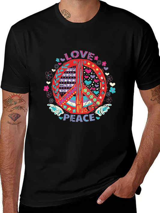 Love and Peace Graphic Tee - Black Cotton