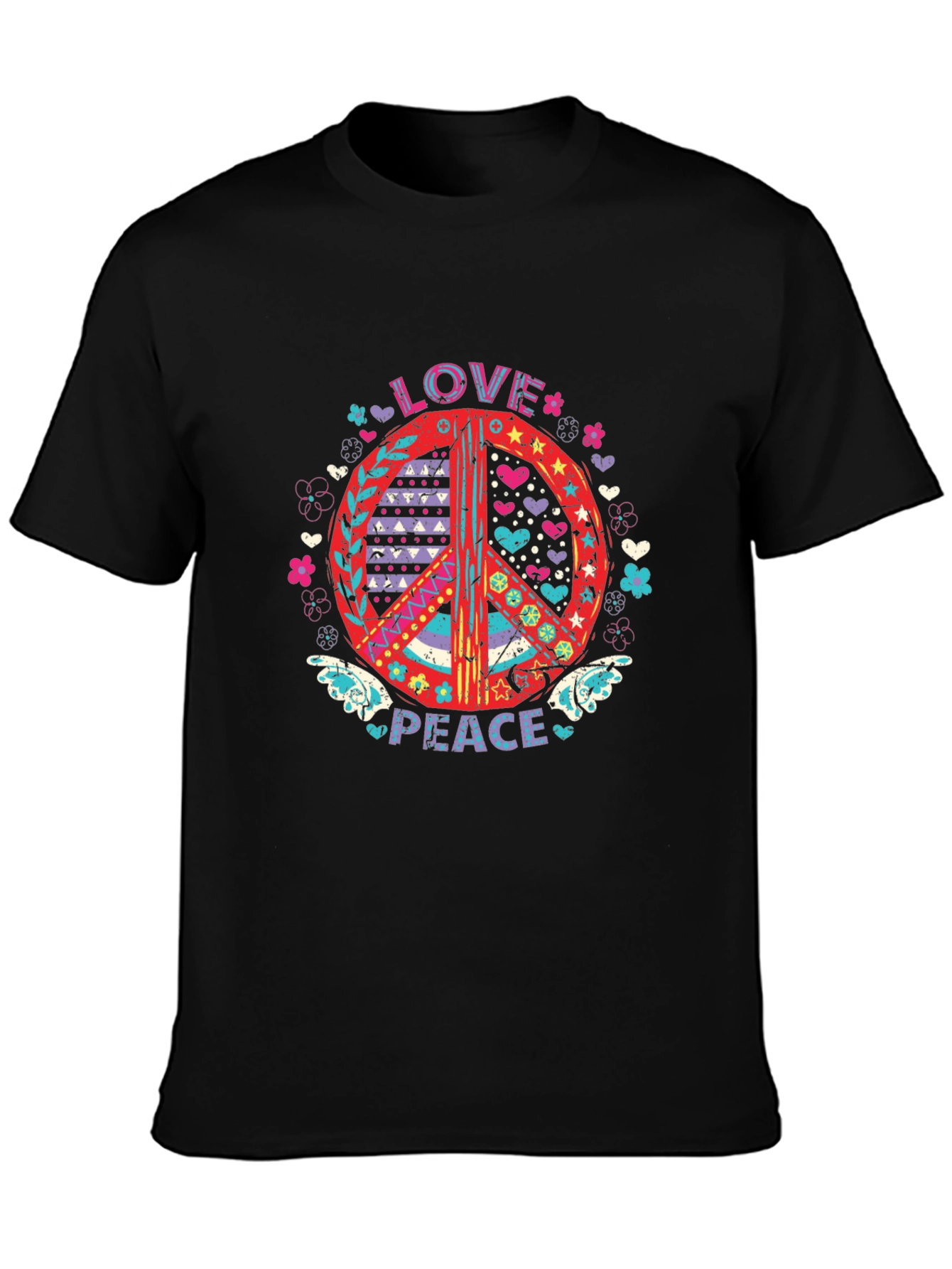 Love and Peace Graphic Tee - Black Cotton