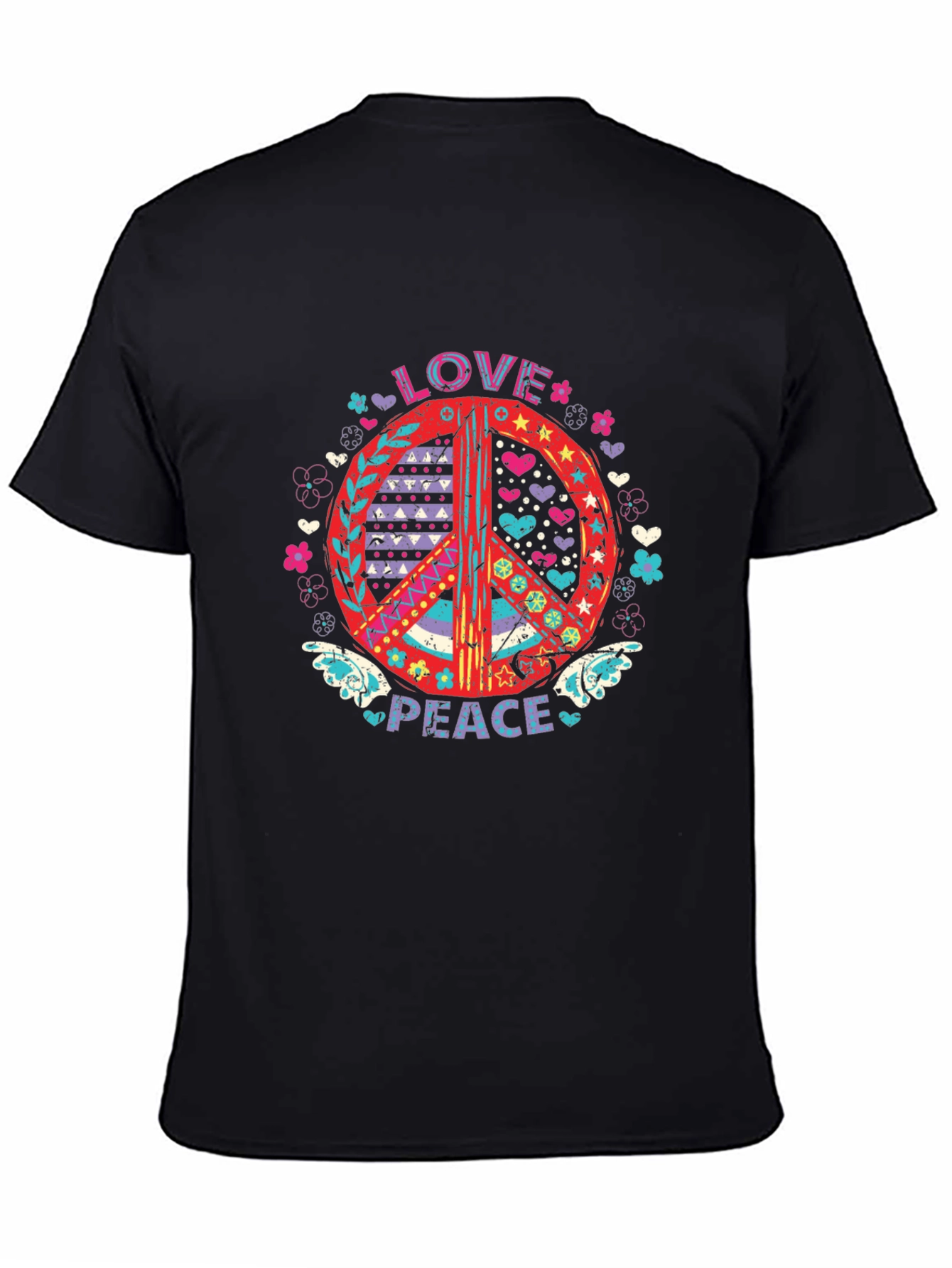 Love and Peace Graphic Tee - Black Cotton