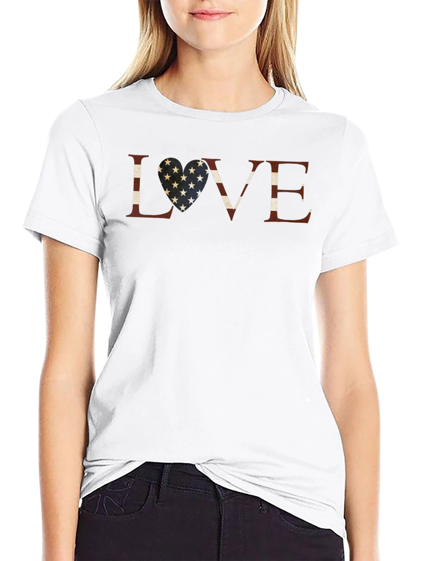 Patriotic LOVE T-Shirt - American Flag Heart