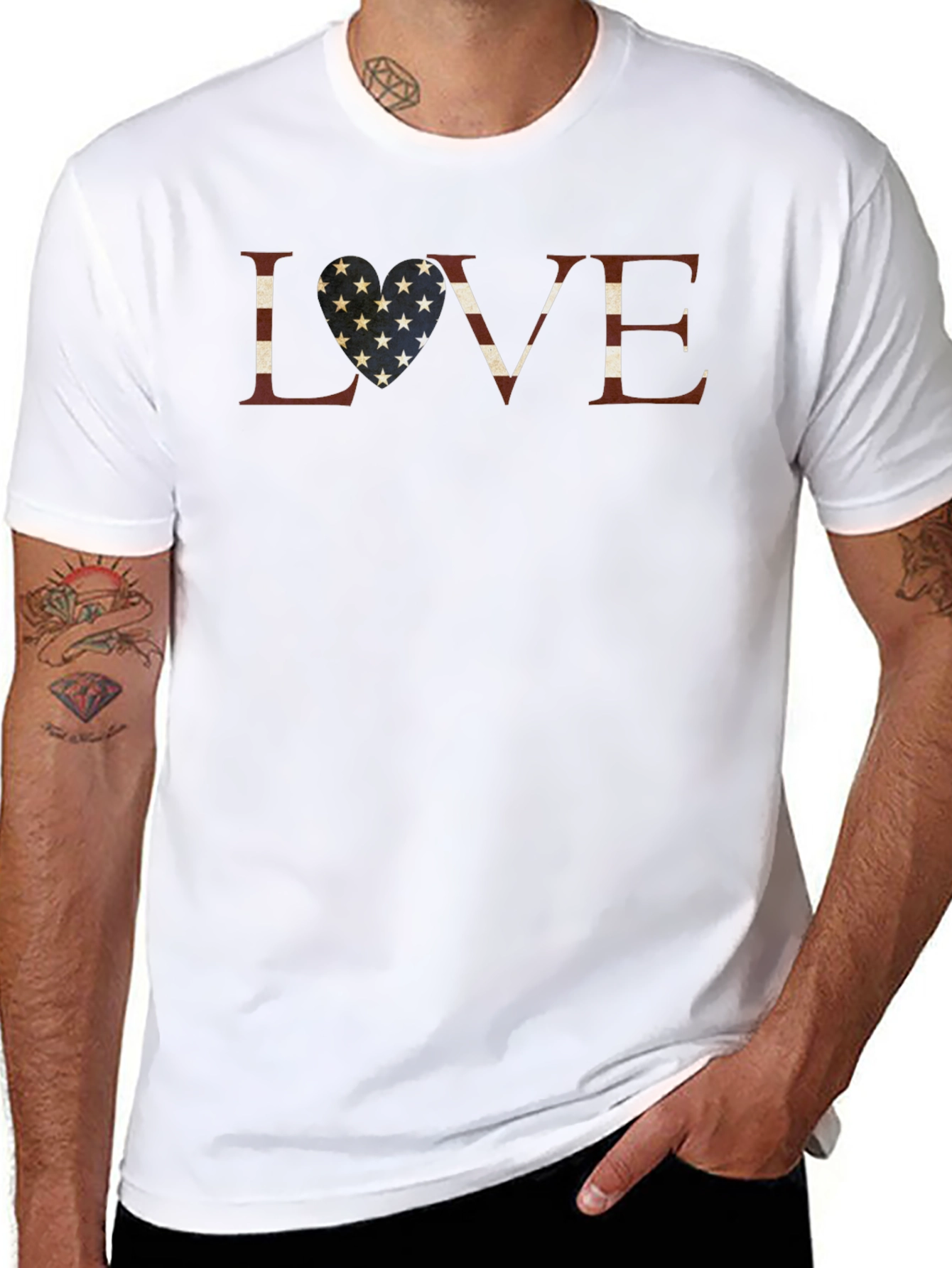 Patriotic LOVE T-Shirt - American Flag Heart