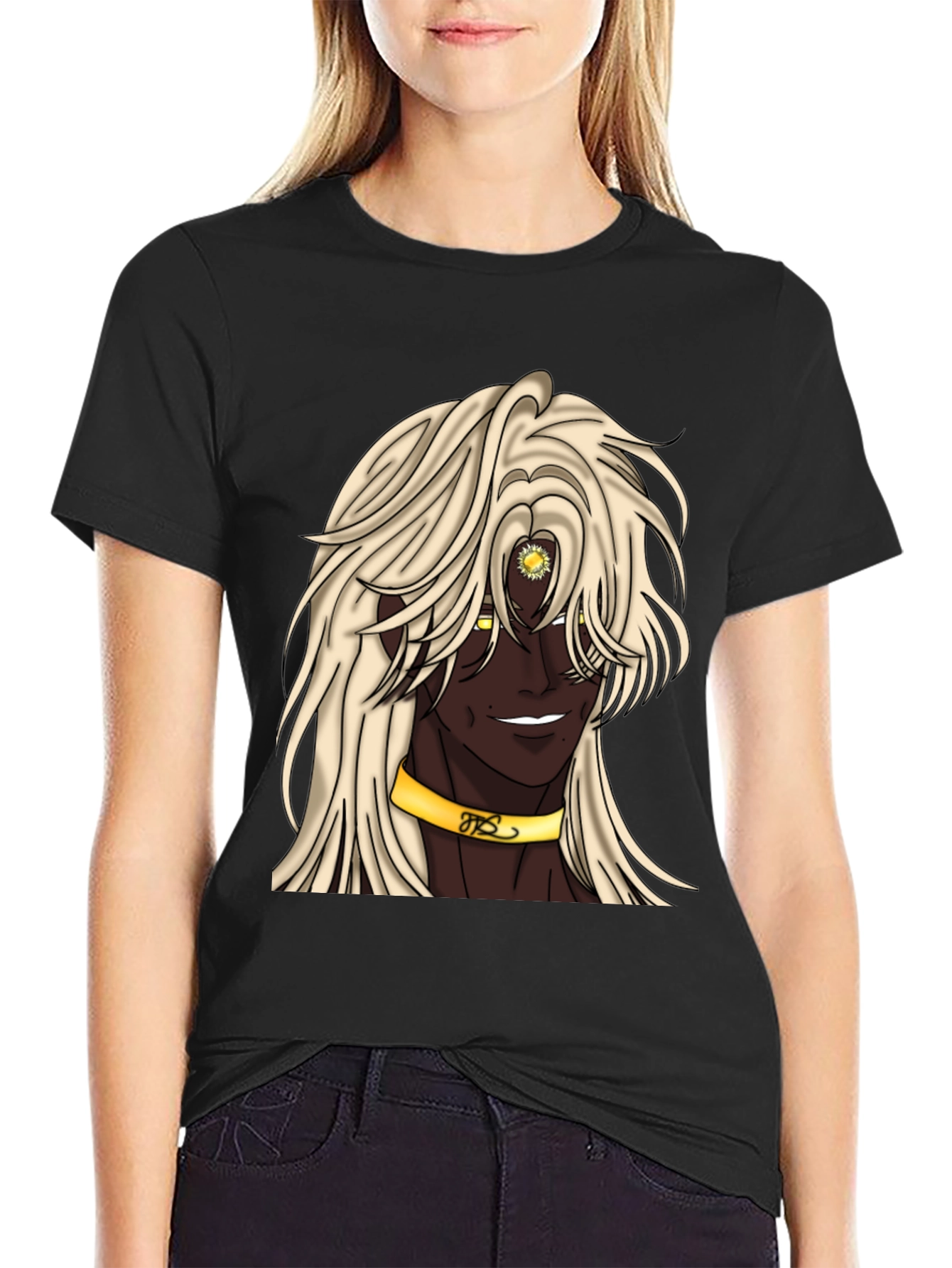 Anime Character Graphic Tee - Black