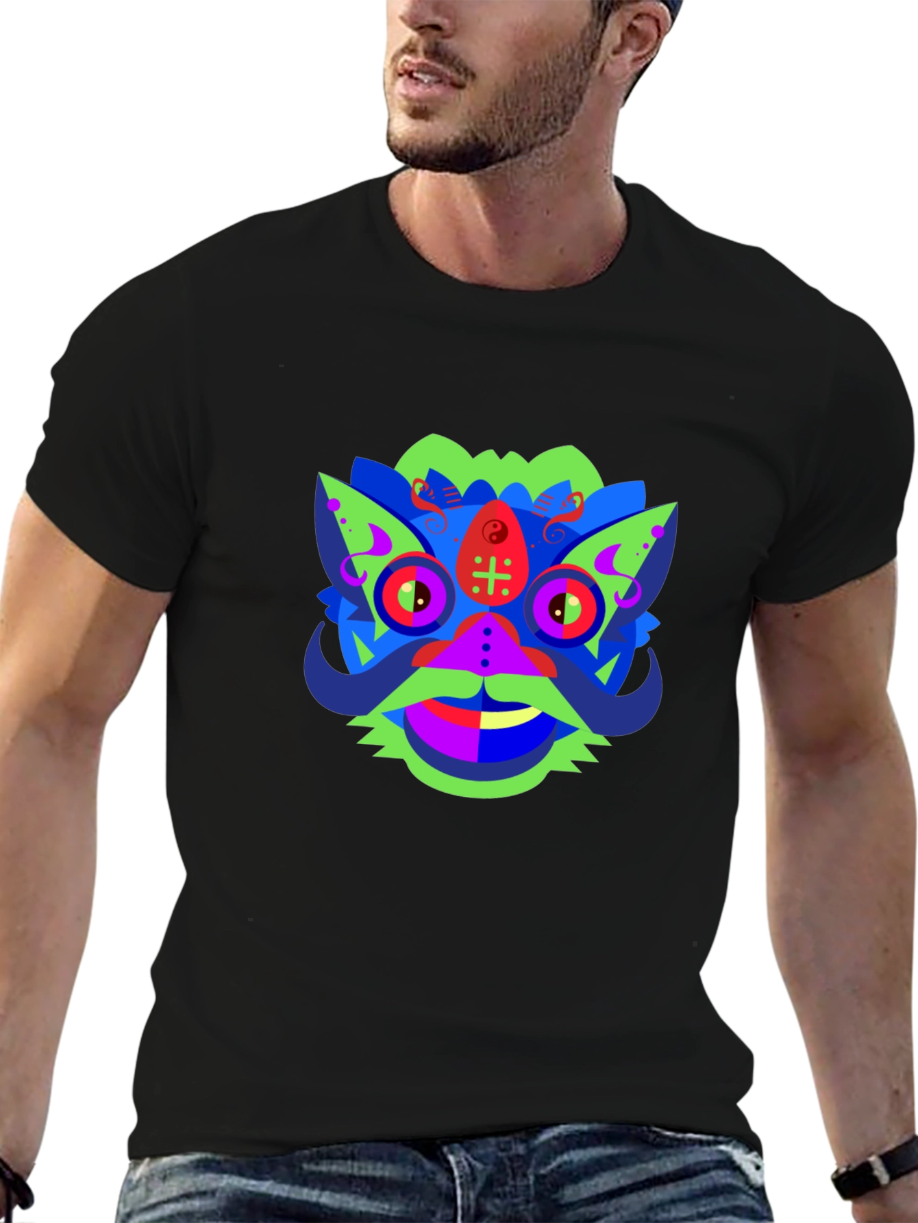 Vibrant Graphic Tee - Abstract Monster Design