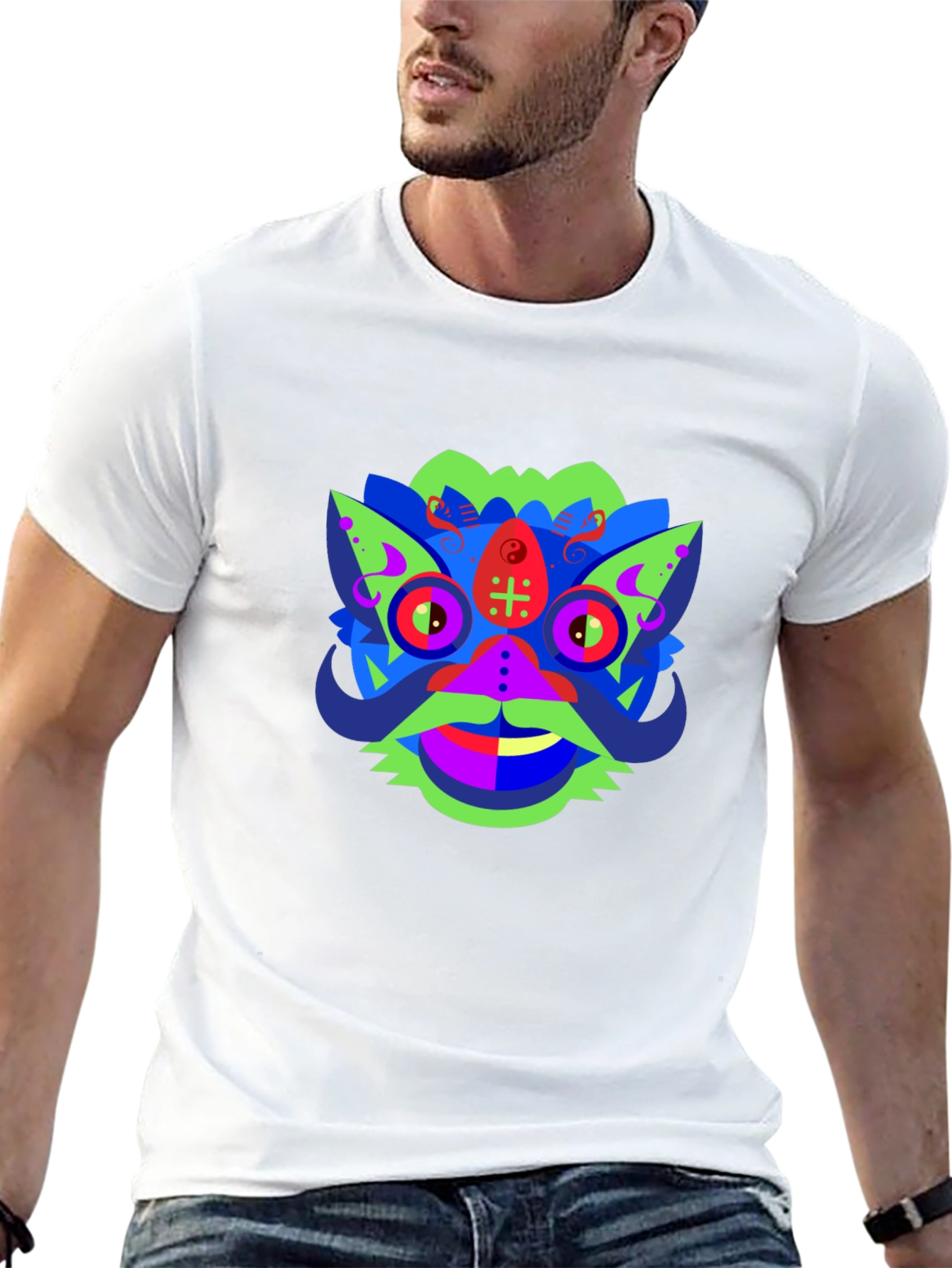 Vibrant Graphic Tee - Abstract Monster Design