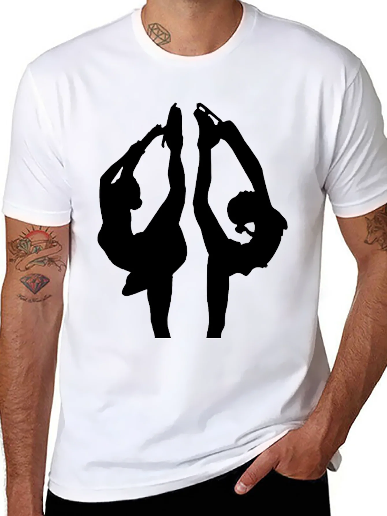 Ice Skating Silhouette Graphic Tee - Black