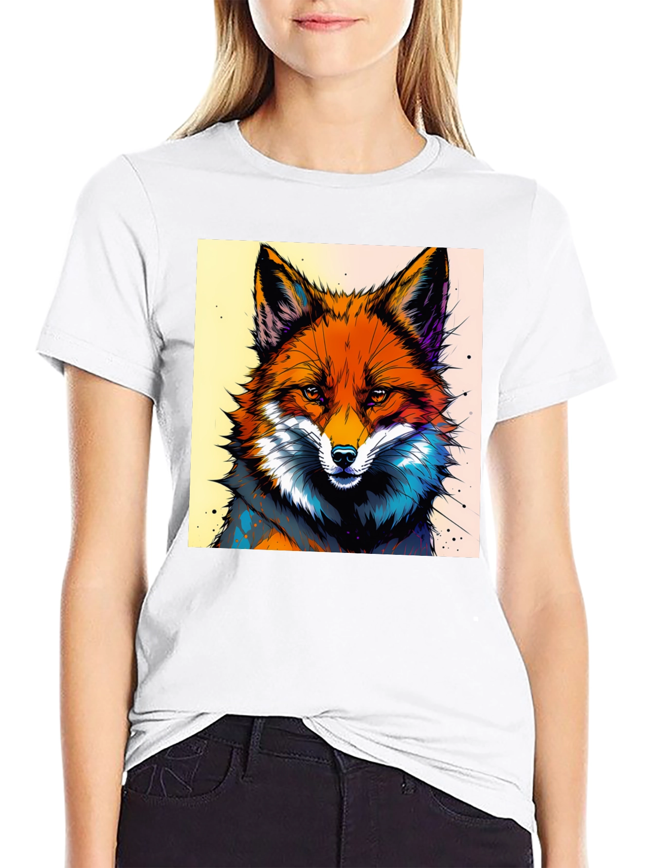 Artistic Fox Graphic Tee - Stylish & Unique