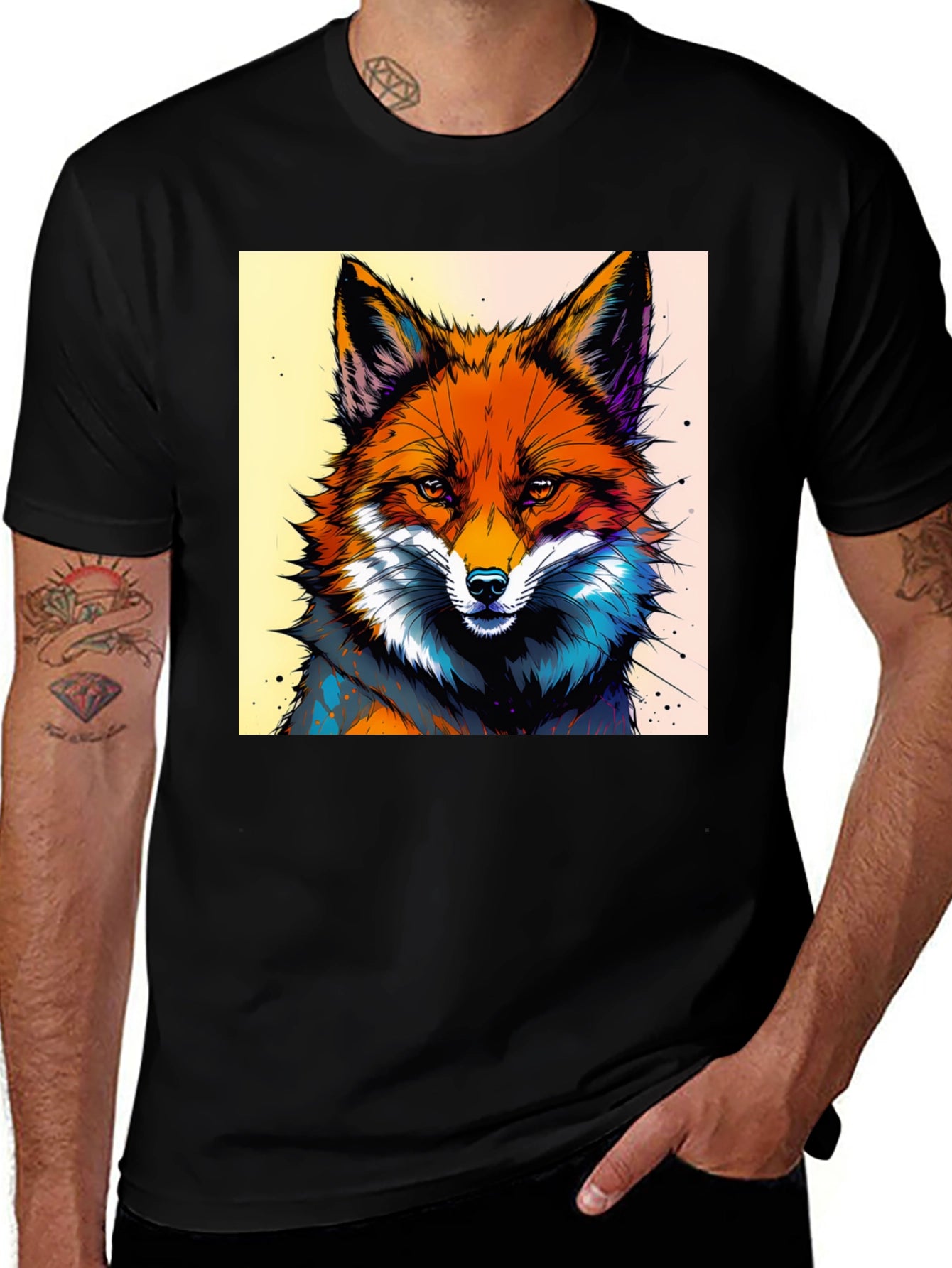 Artistic Fox Graphic Tee - Stylish & Unique