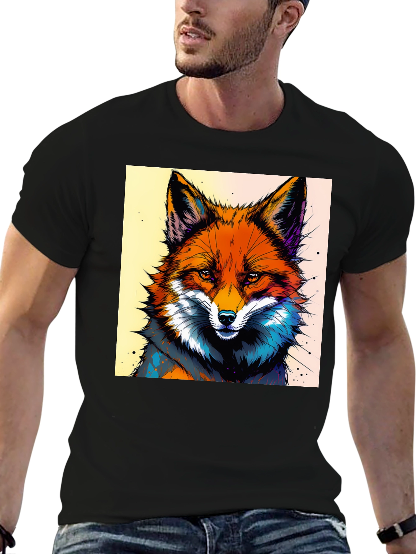 Artistic Fox Graphic Tee - Stylish & Unique