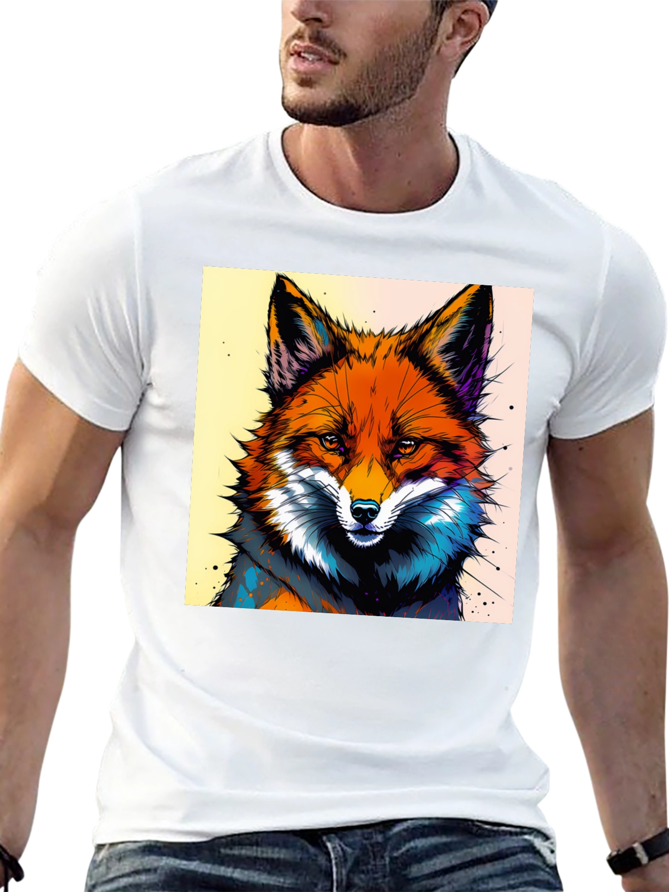 Artistic Fox Graphic Tee - Stylish & Unique