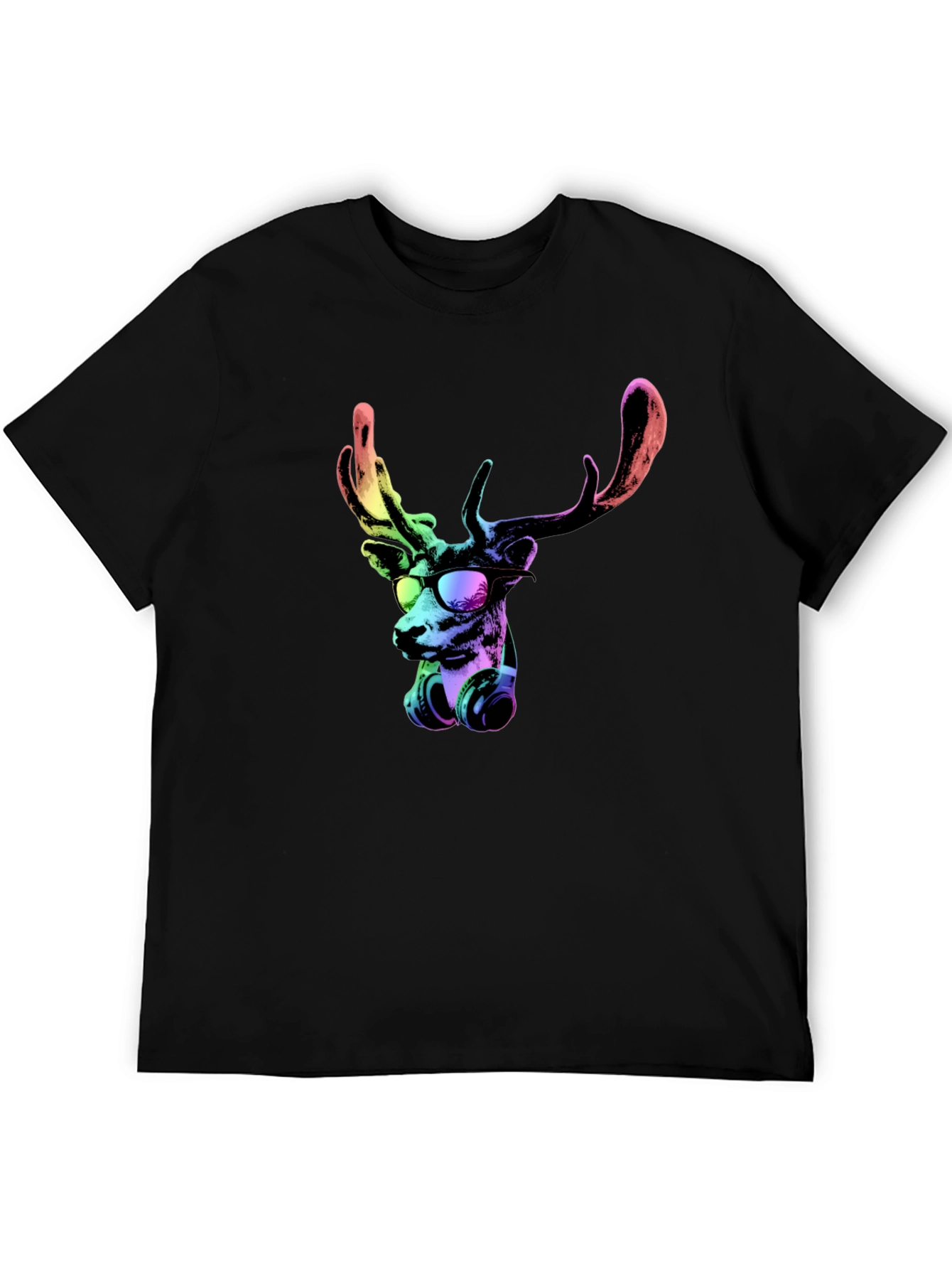 Cool Deer Graphic Tee - Black Cotton T-Shirt