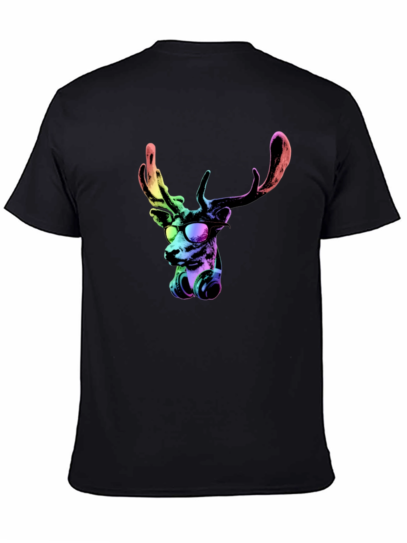 Cool Deer Graphic Tee - Black Cotton T-Shirt