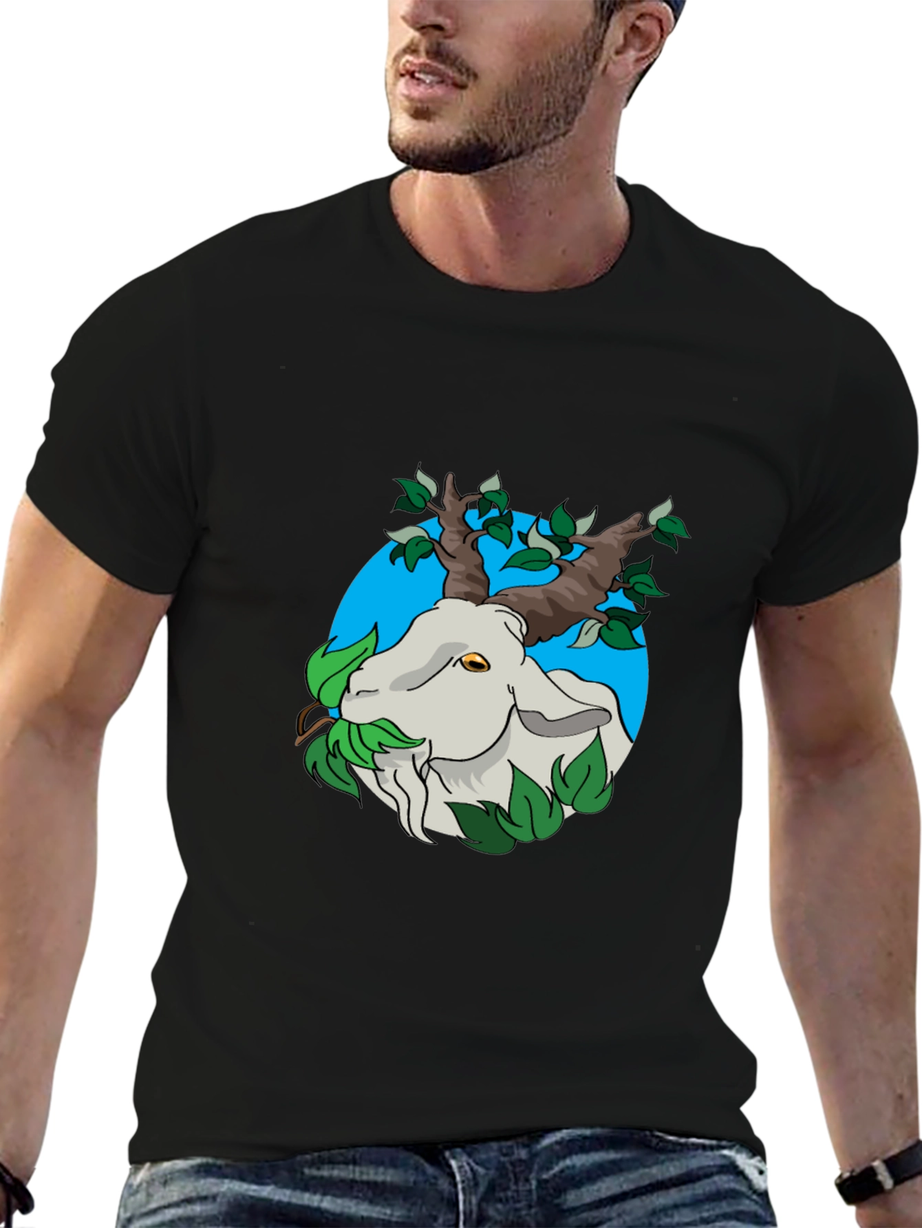 Nature Goat Tee - Black Graphic T-Shirt