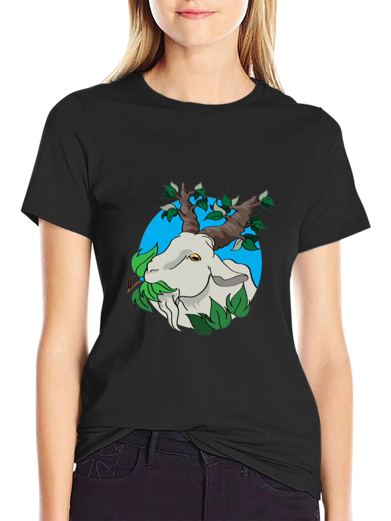 Nature Goat Tee - Black Graphic T-Shirt