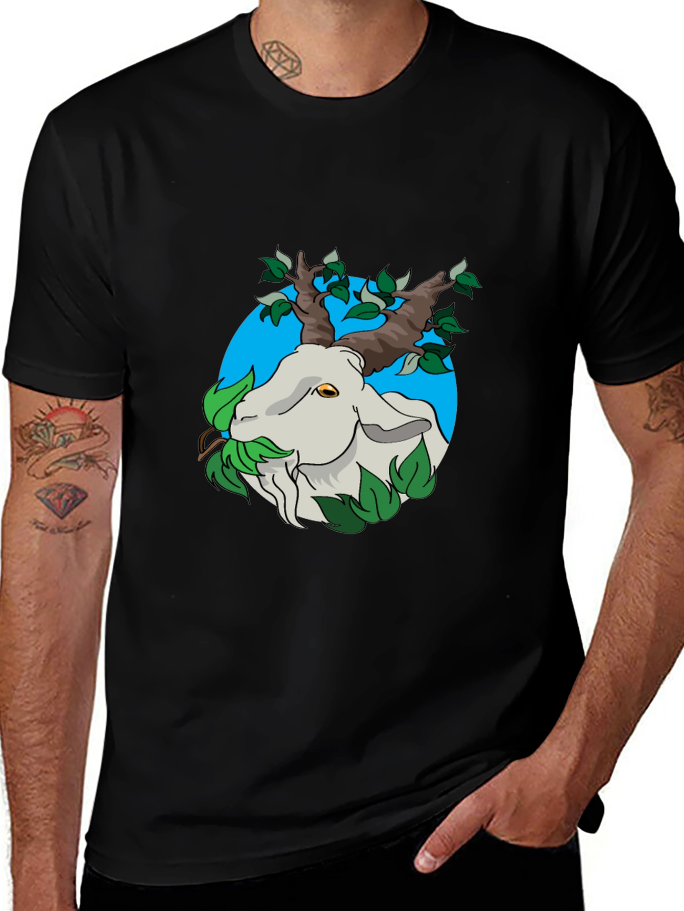 Nature Goat Tee - Black Graphic T-Shirt