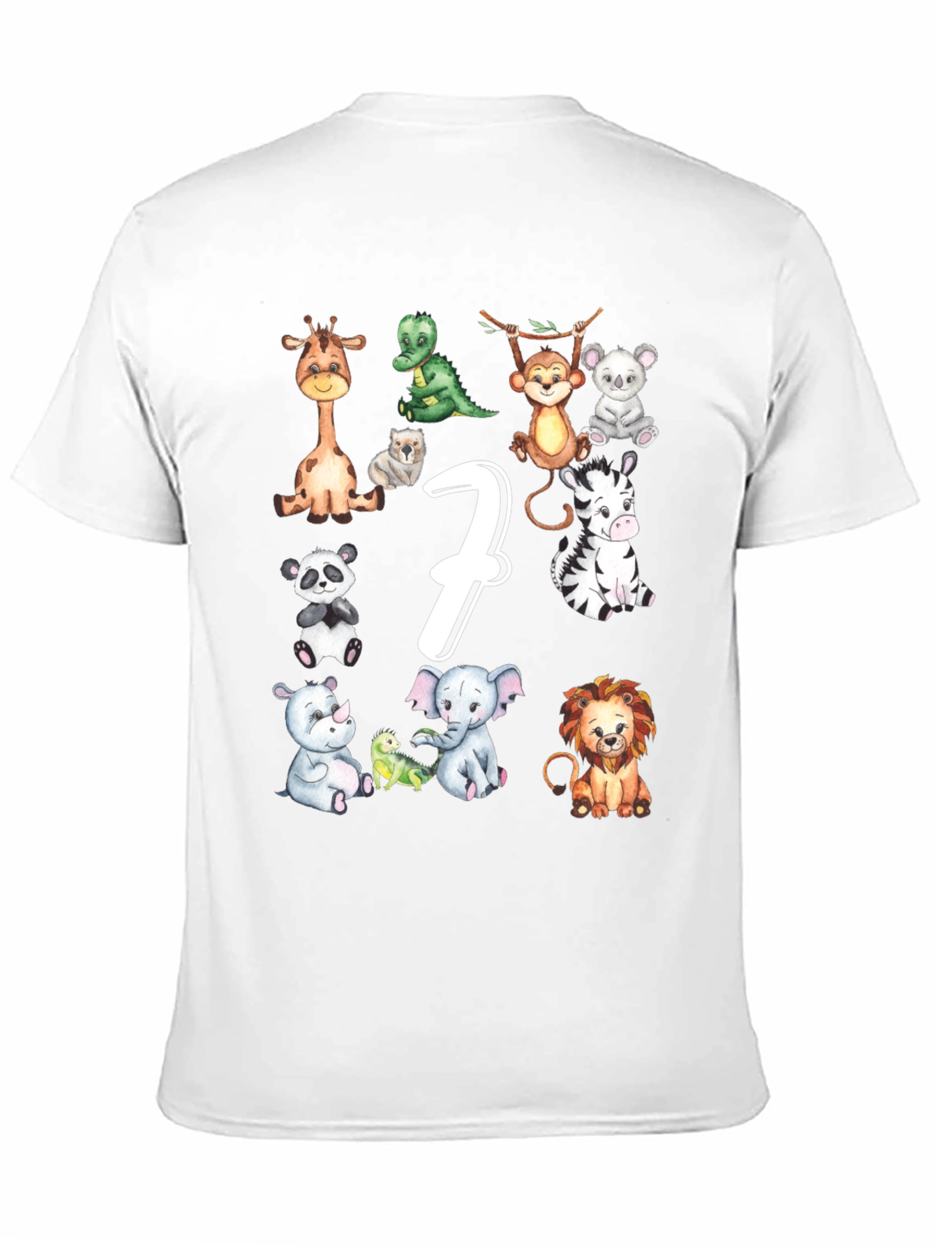 Cute 7th Birthday Safari Animals Black T-Shirt