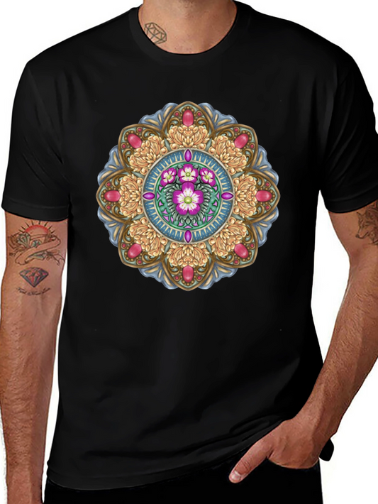 Floral Mandala T-Shirt - Black