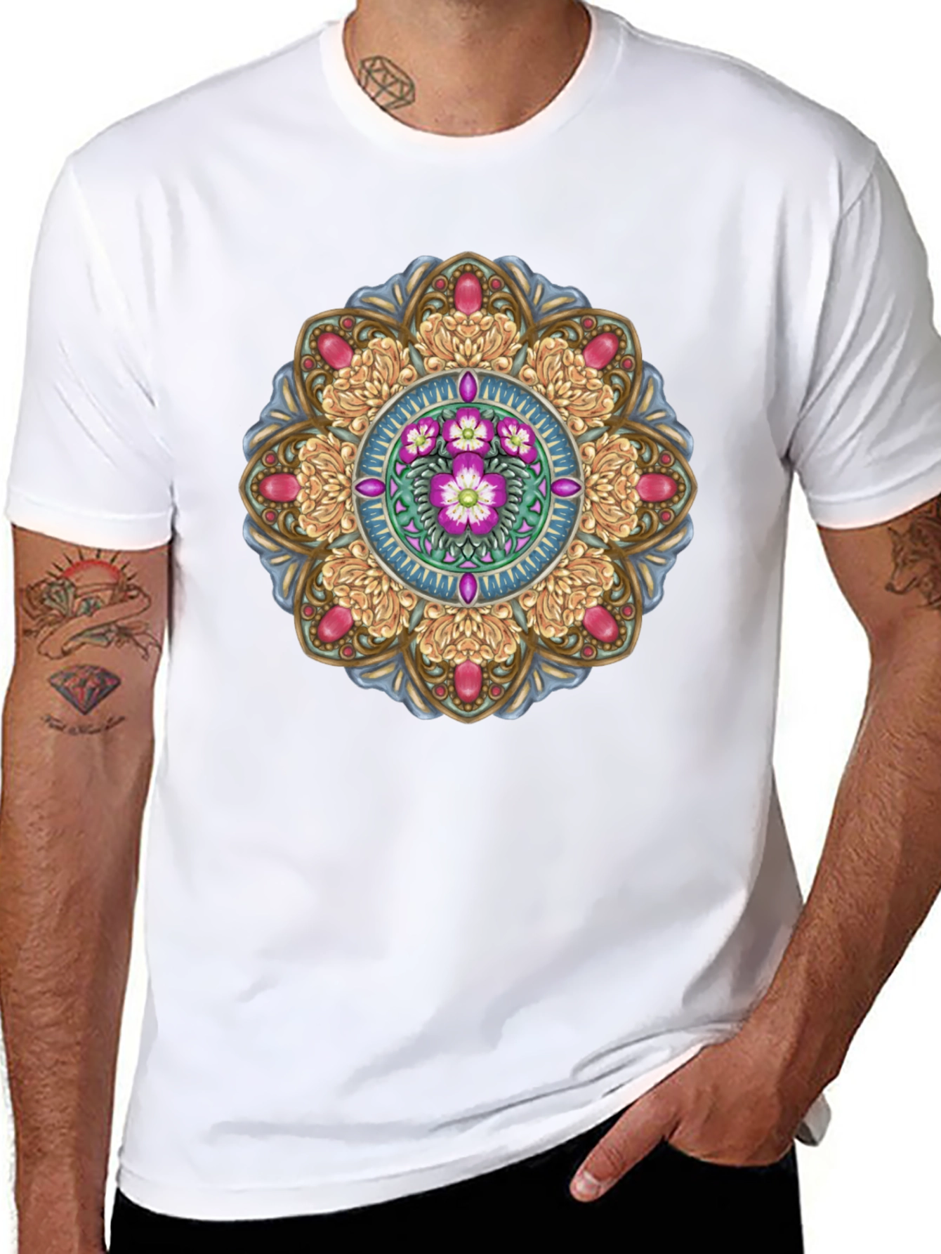 Floral Mandala T-Shirt - Black