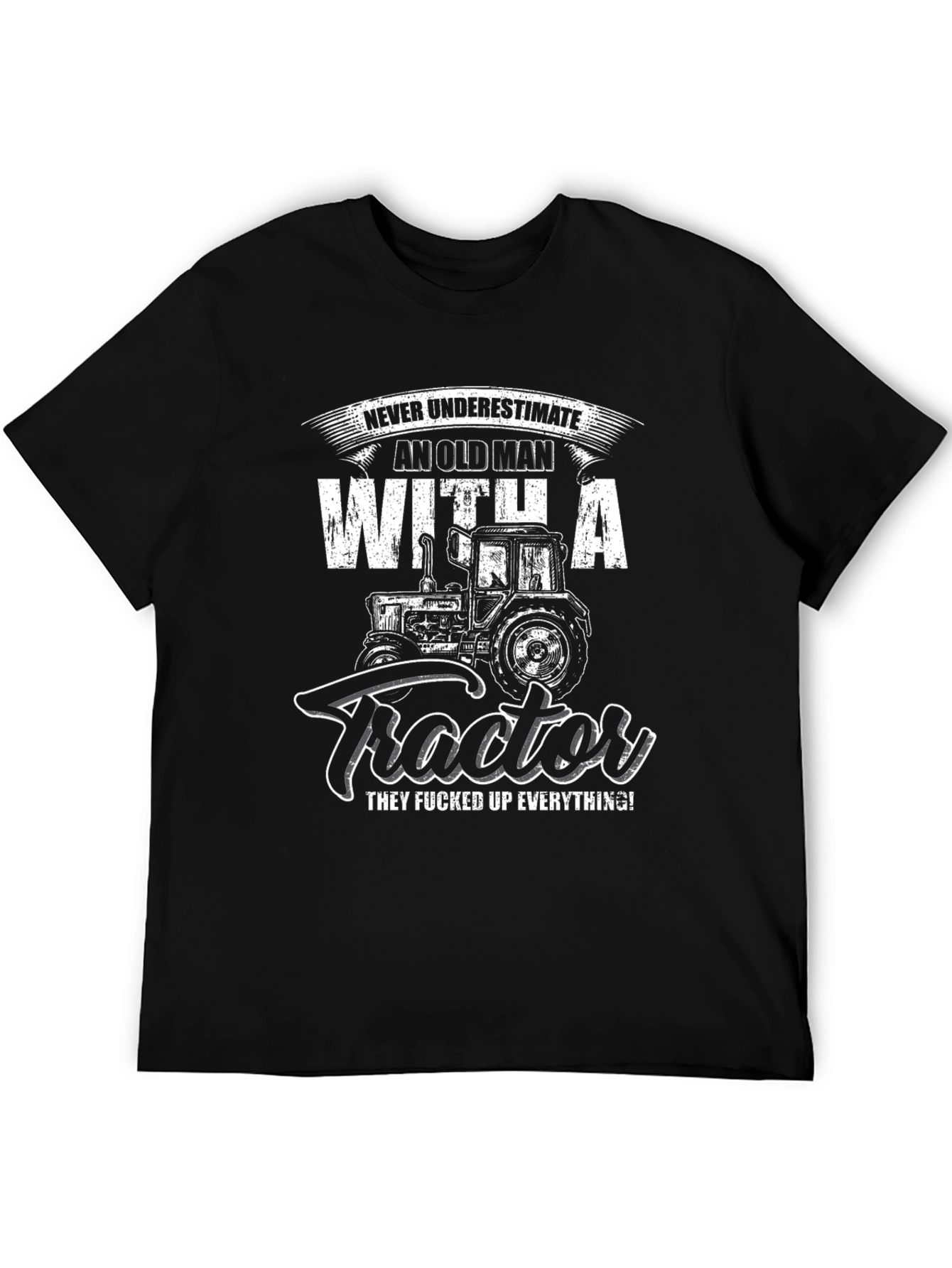 Old Man with Tractor Graphic T-Shirt