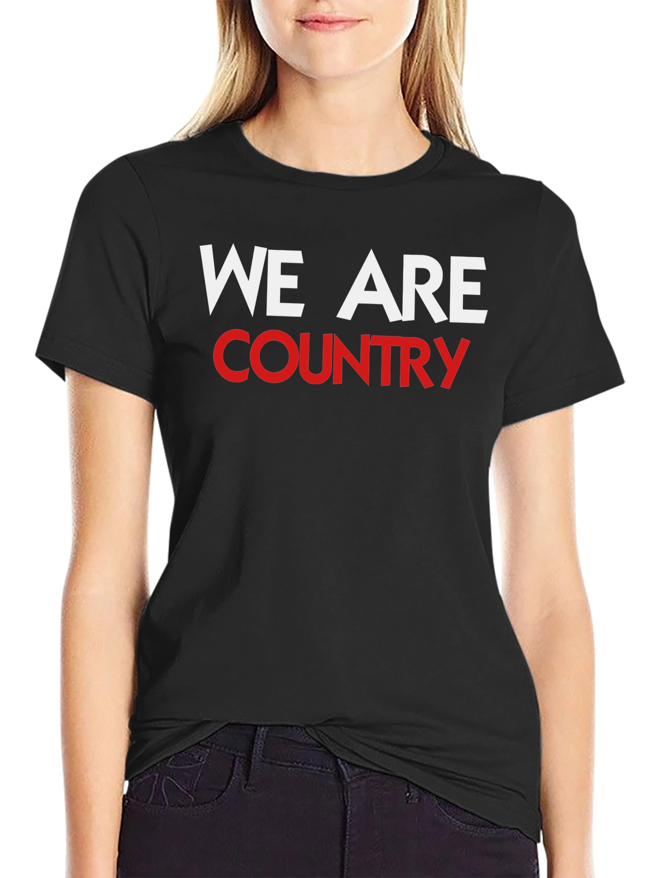 We Are Country T-Shirt Black Crew Neck Graphic Tee