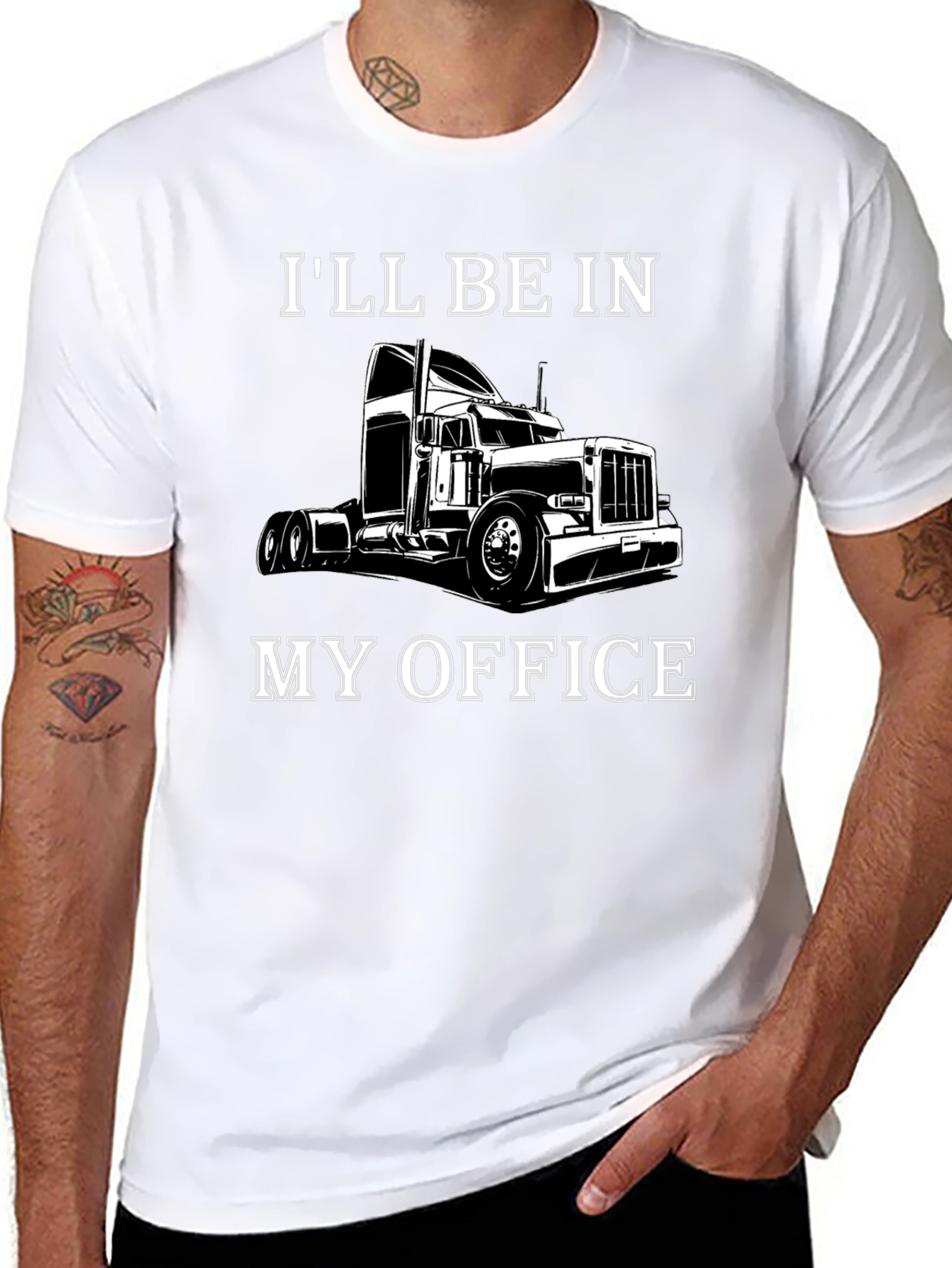 Trucker T-Shirt: Ill Be In My Office - Black